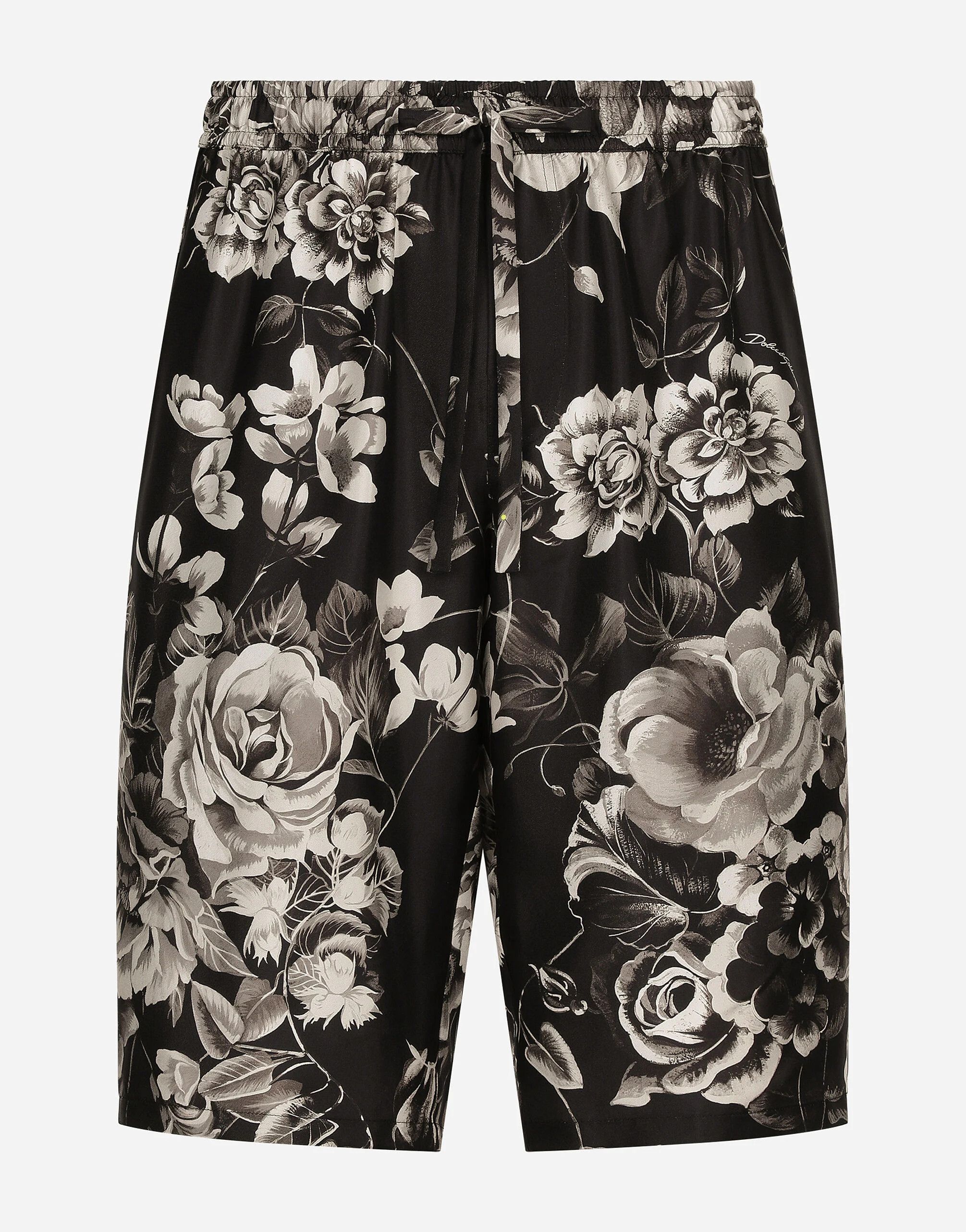 Dolce & Gabbana o1s22i1n0924 Silk Floral Print Bermuda Short in Black Size US 32 / EU 48 - 1 Thumbnail