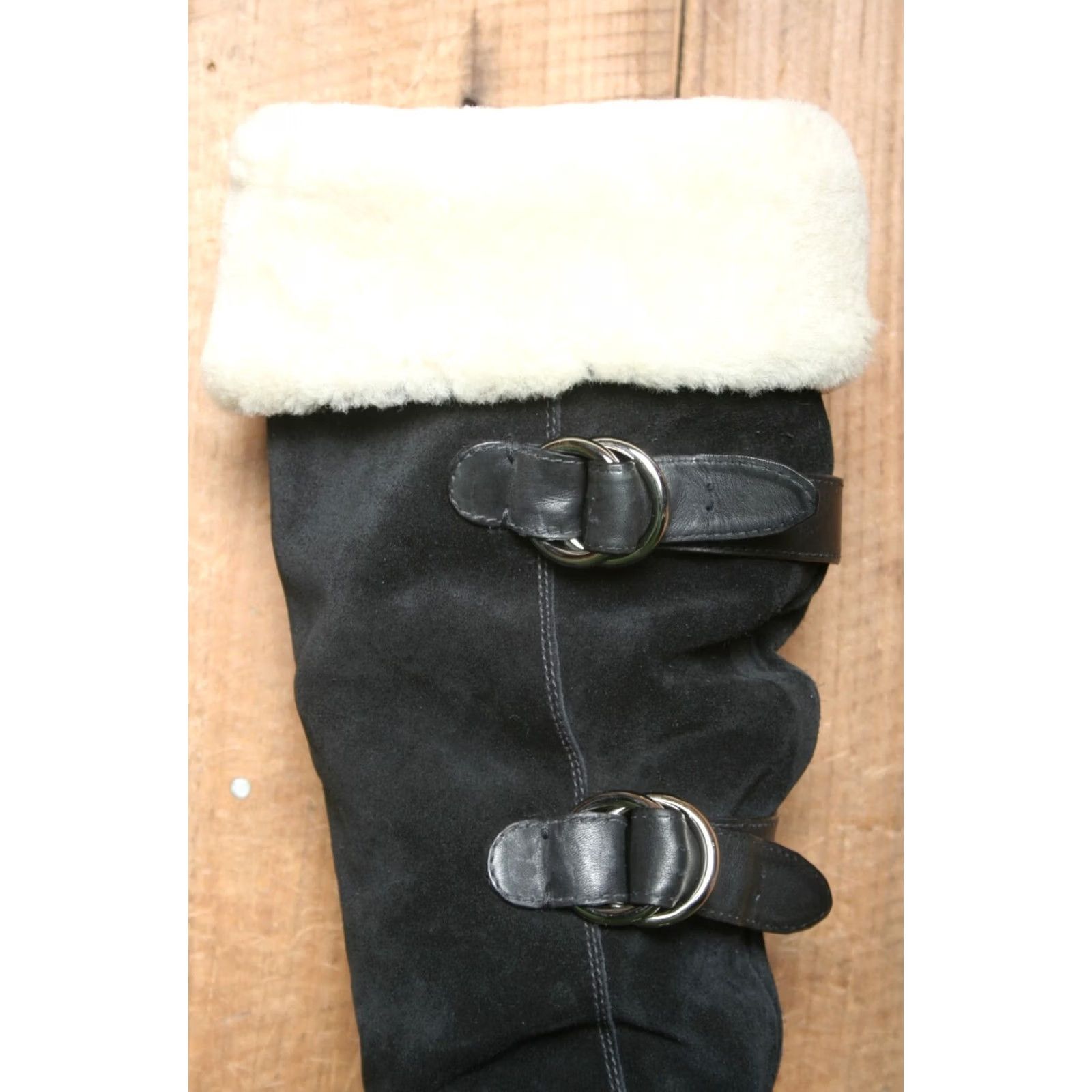 Cole Haan COLE HAAN 'Michelle' Black Suede Shearling Foldover Cuffed Knee High Boots 9.5 B Womens Shoes Wool Waterproof Knee High Heel Wedge 3-3.9 in Size US 10 / IT 40 - 7 Thumbnail