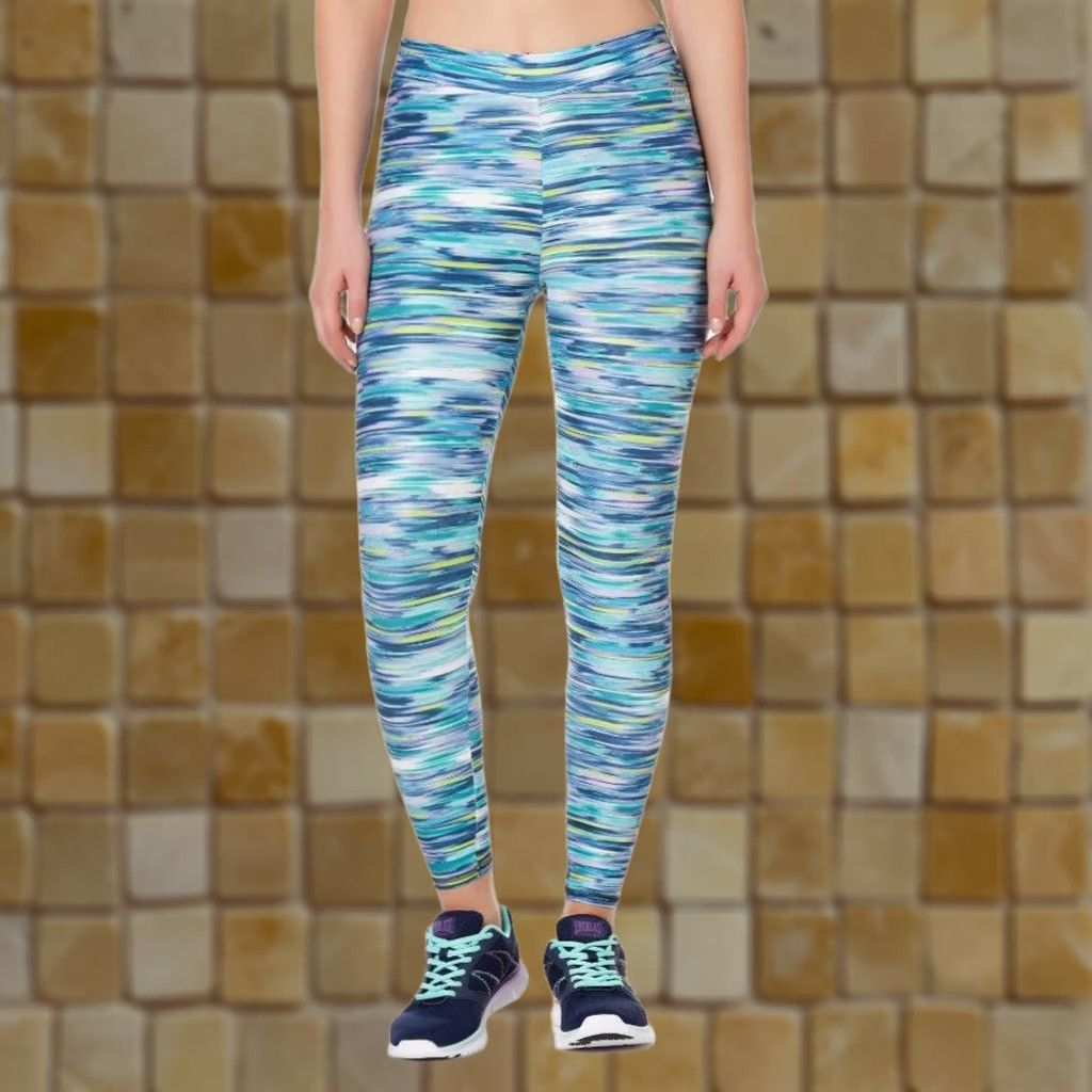 Everlast WOMENS EVERLAST LEGGINGS NEW MULTI COLOR Abstract LINES Luxe Exercise WOW L Size 36" / US 14 / IT 50 - 1 Preview