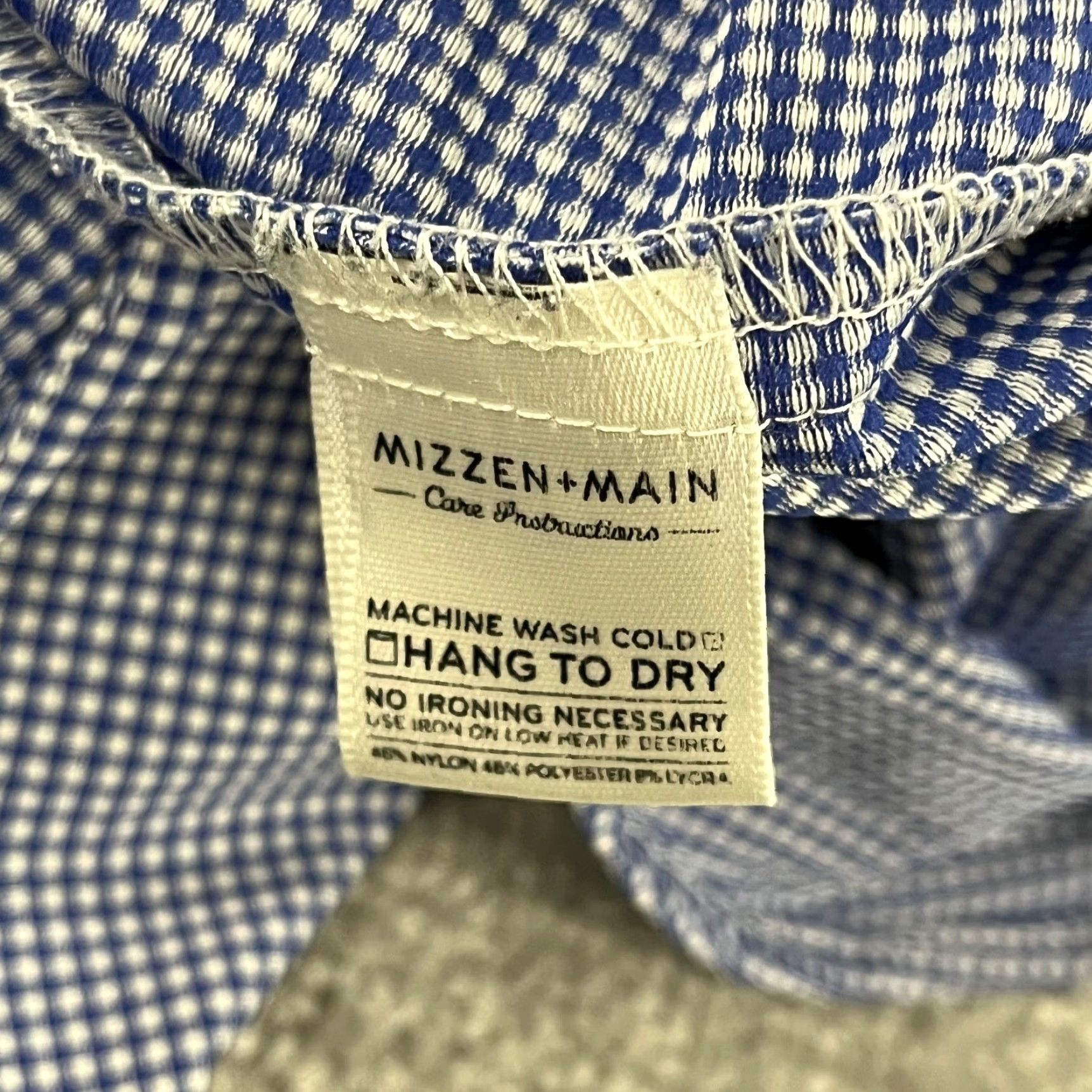 Mizzen+Main MIZZEN+MAIN Shirt Men Medium Trim Fit White Blue Plaid Button Up Stretch Dress Multicolor Size 40R - 6 Thumbnail