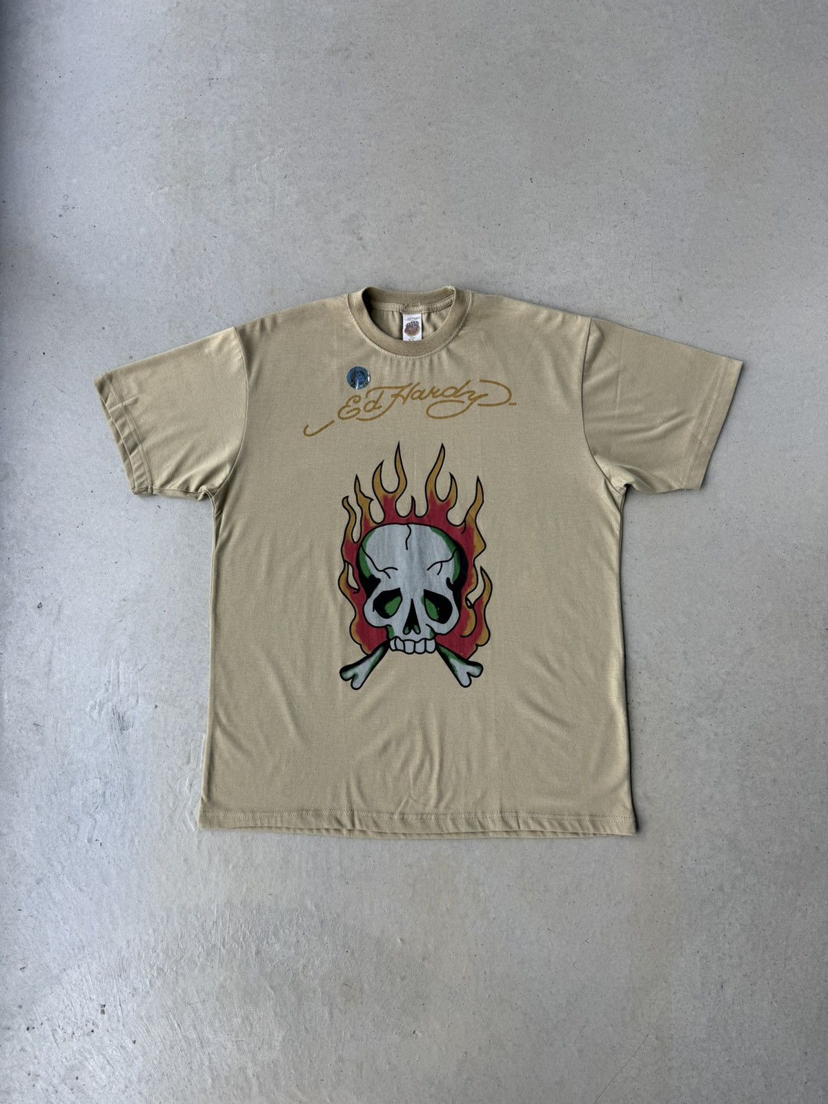 Ed Hardy Vintage Y2K Ed Hardy Skull Tan T-Shirt Size US XL / EU 56 / 4 - 1 Thumbnail