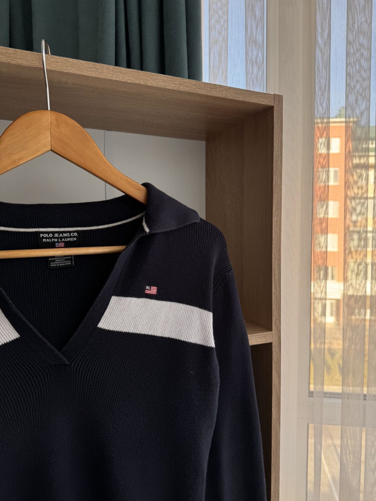 Polo Ralph Lauren × Vintage Vintage Polo Ralph Lauren Ribbed Knit Black 1/4 Sweater Size M / US 6-8 / IT 42-44 - 3 Thumbnail