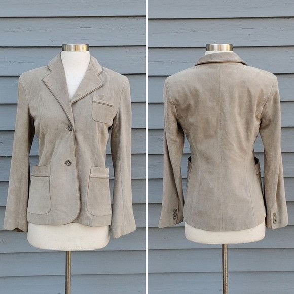 Banana Republic Banana Republic Taupe Gray Suede Leather Designer Blazer 2 Size XS / US 0-2 / IT 36-38 - 7 Thumbnail