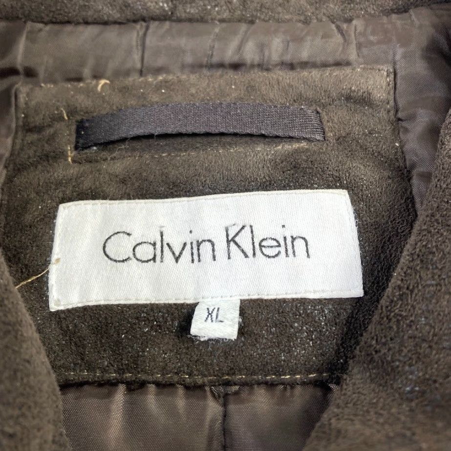 Calvin Klein Calvin Klein Mens XL Brown Faux Leather Bomber Jacket Full Zip Lined Mid-Length Size US XL / EU 56 / 4 - 6 Thumbnail