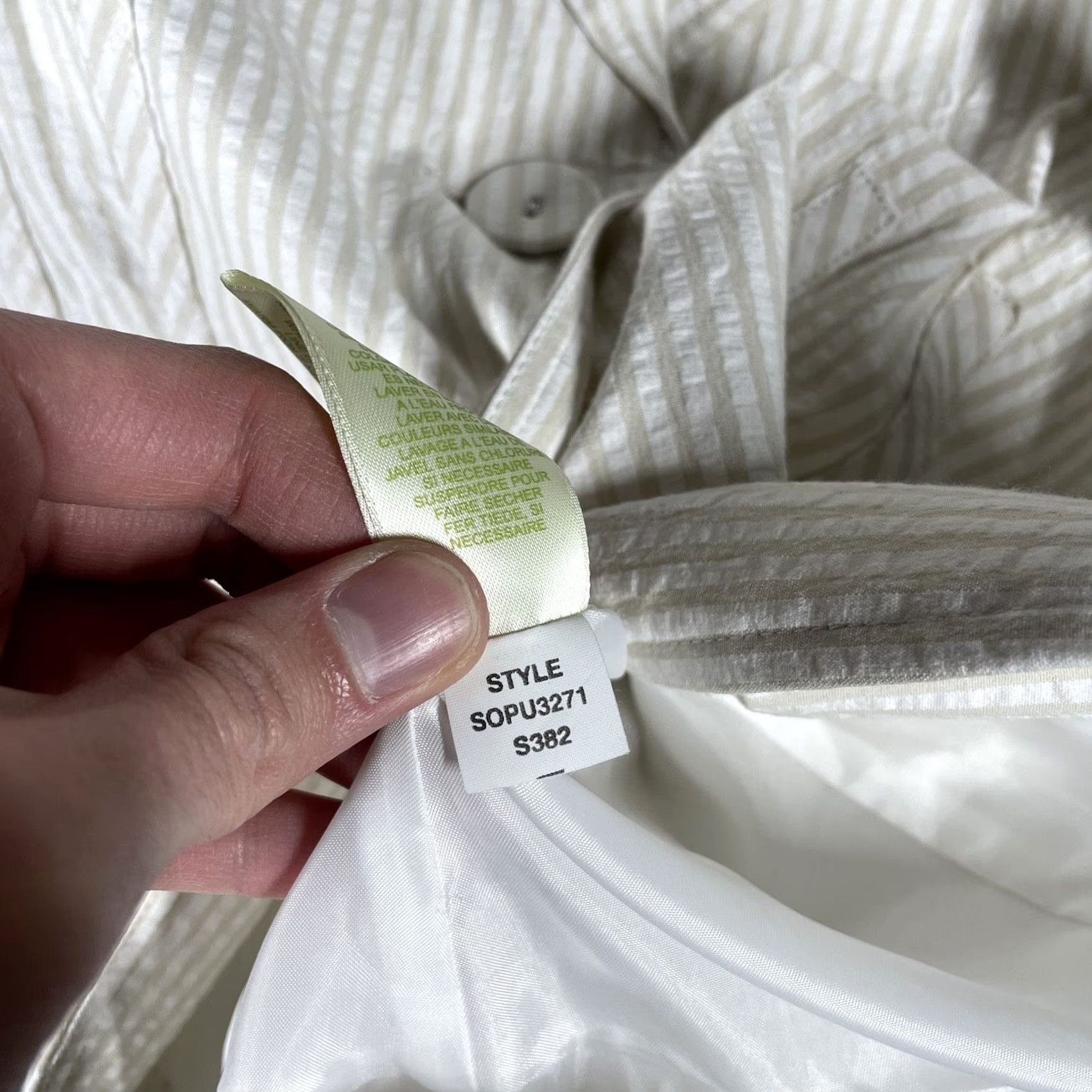 Vintage Sigrid Olsen Blazer Jacket Womens Petite 6 Seersucker Striped Summer Ivory Long Sleeve Seamless Size M / US 6-8 / IT 42-44 - 7 Thumbnail