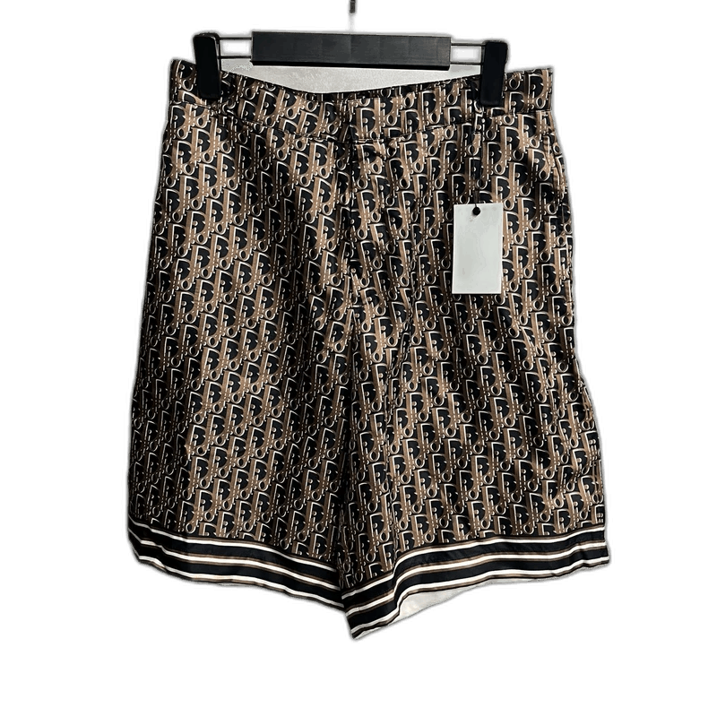 Dior Brown Silk Logo Printed Casual Shorts Size US 44 / EU 60 - 1 Thumbnail