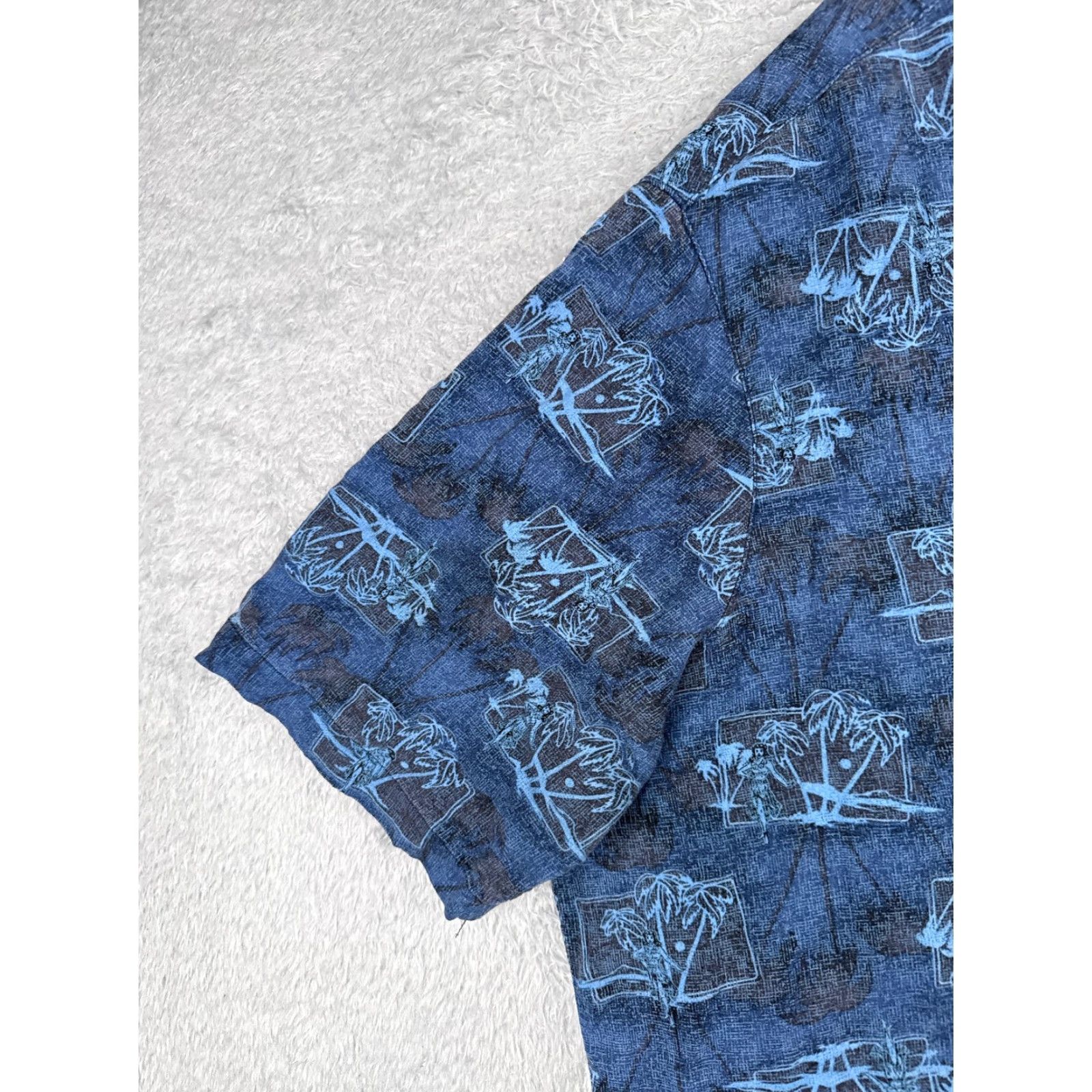 George George Shirt Mens 3XL Blue Floral Palm Tree Hawaiian Button-Up 100% Rayon Size US XXL / EU 58 / 5 - 3 Thumbnail