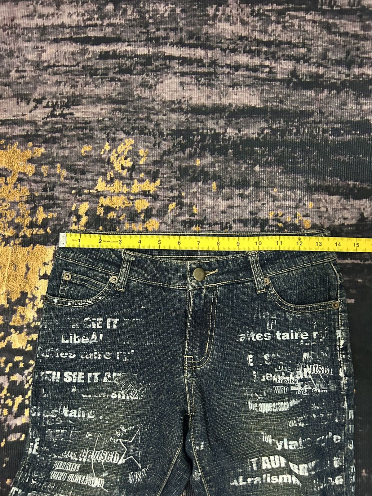 If Six Was Nine H.Naoto + DIE Poem Print Flare Jeans Size US 27 - 16 Thumbnail