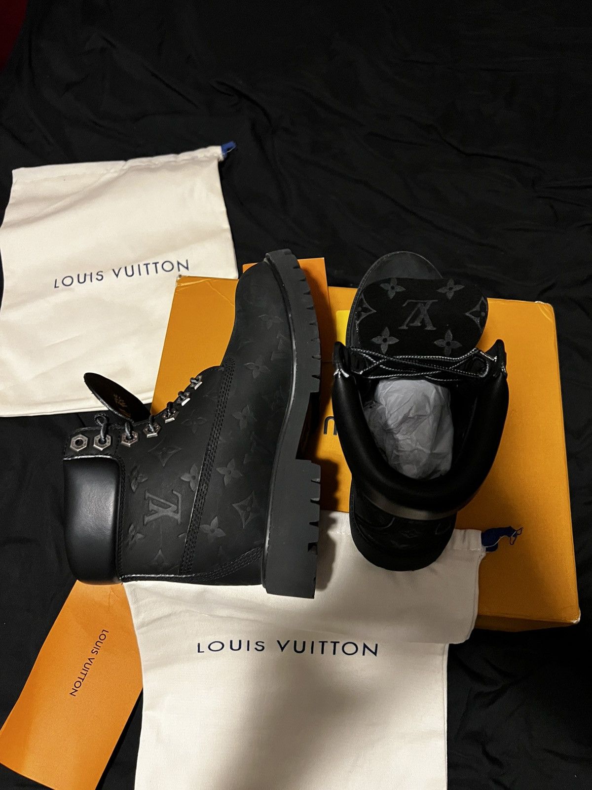 Louis Vuitton Louis Vuitton Trainer Boots(Black Monogram Embossed Leather) Size US 5.5 / EU 38 - 4 Thumbnail