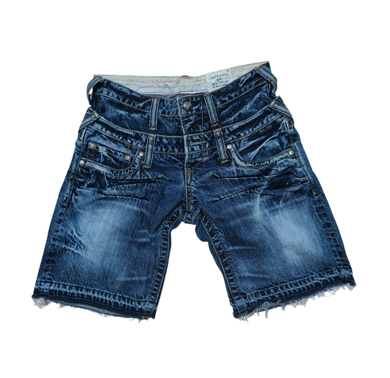 Japanese Brand ANTGAUGE Double Waist Distressed Short Jeans Size 28" / US 6 / IT 42 - 1 Thumbnail