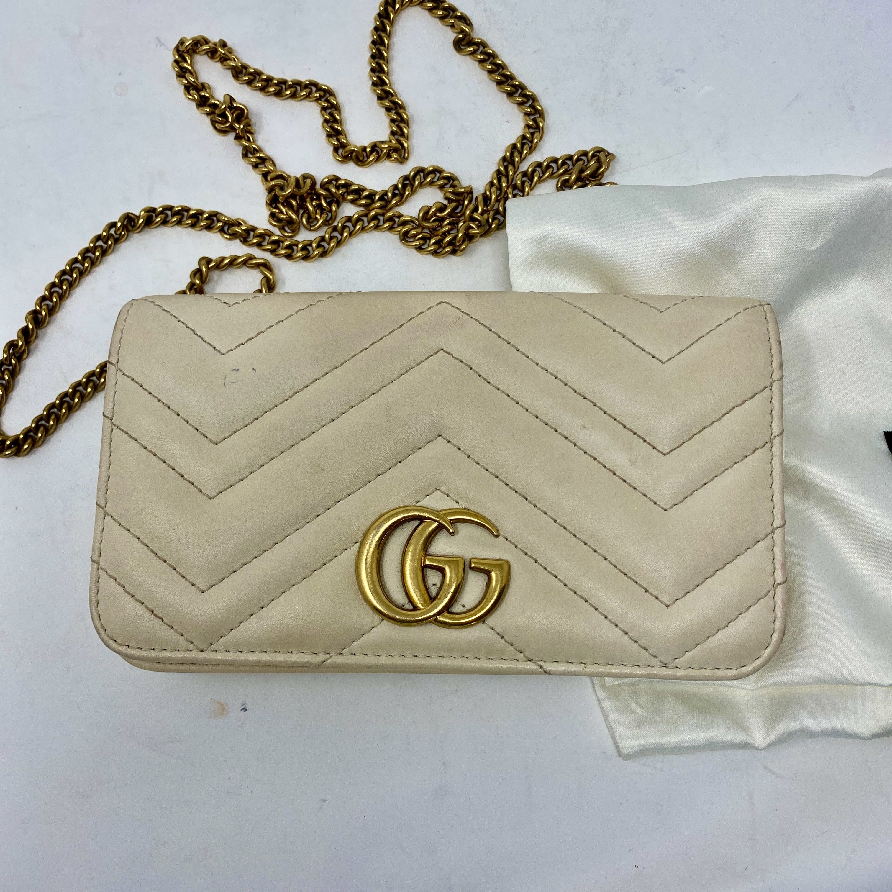 Gucci Gucci Calfskin Matelasse GG Marmot Mini Bag Cream Size ONE SIZE - 1 Thumbnail