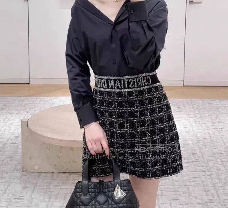 Dior Dior 24 black diamond cotton blended tweed front and back Size 25" / US 0 / IT 36 - 8 Thumbnail