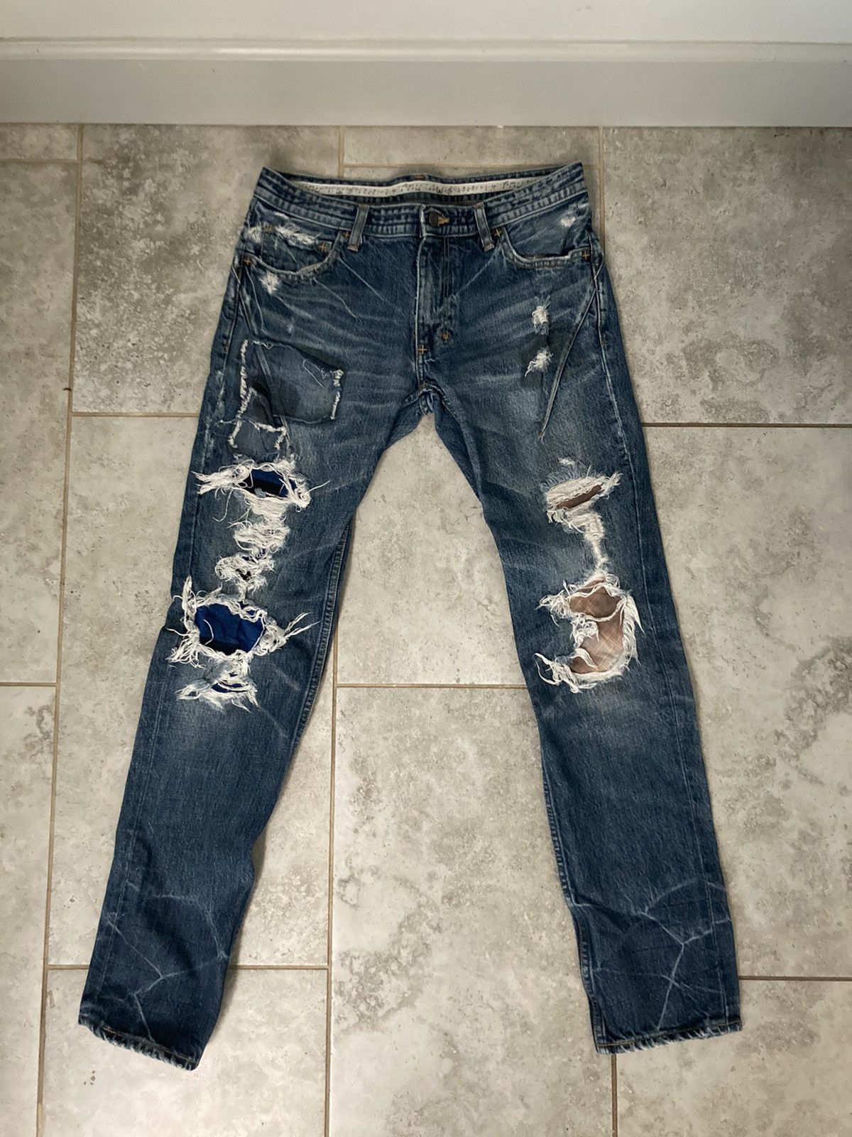 image of Number N Ine Number Nine Patchwork Jeans Archive in Blue, Men's (Size 32)