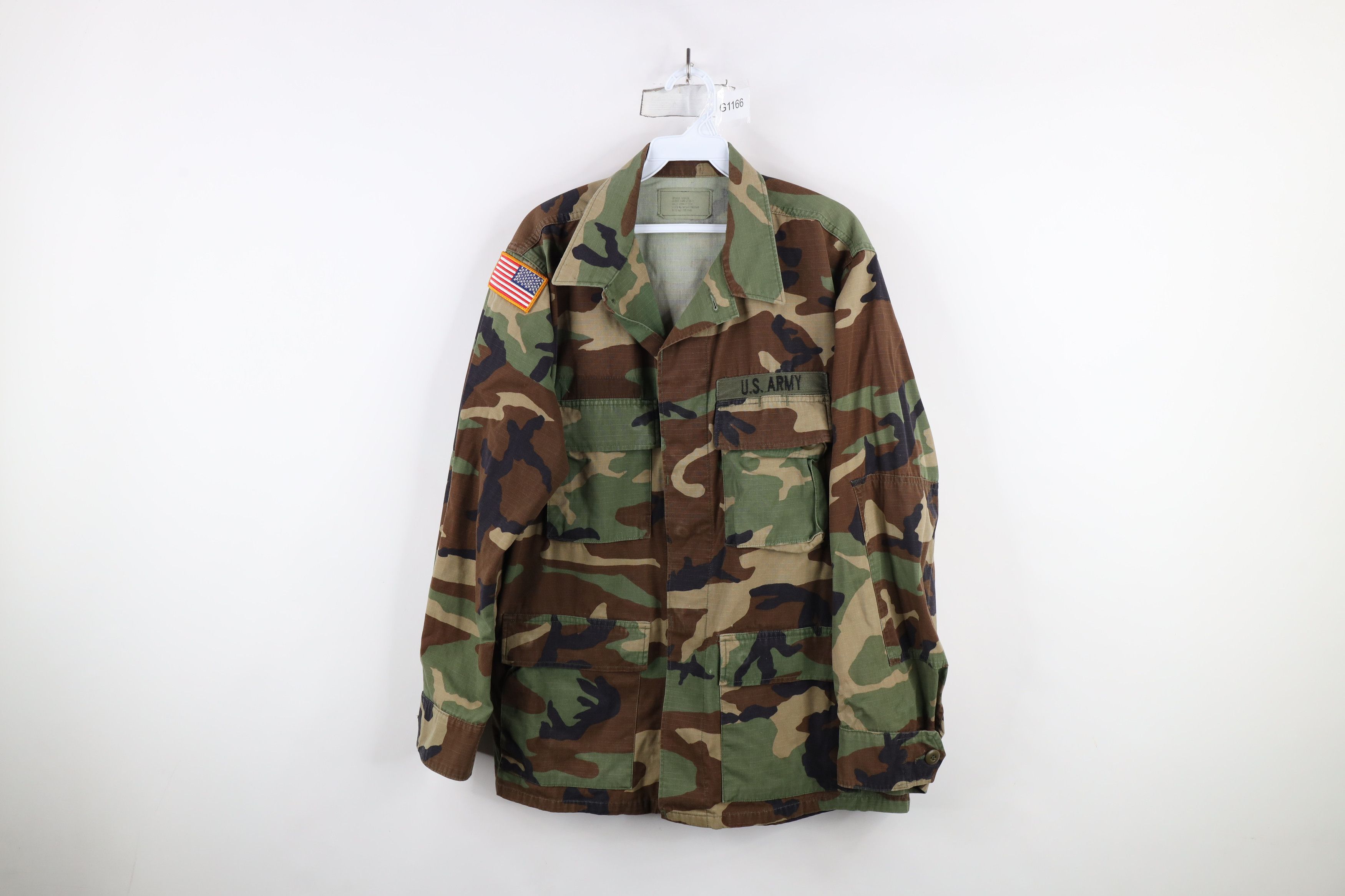Vintage 90s Military Woodland Camouflage Combat Jacket USA