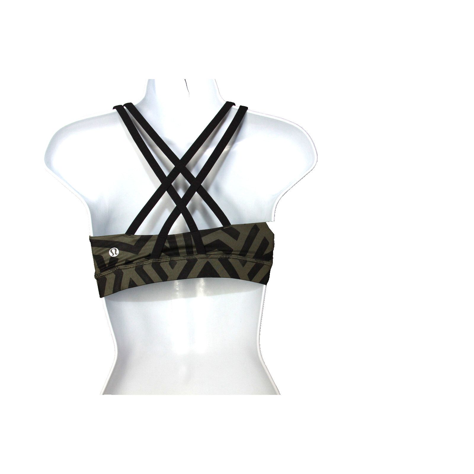 Lululemon Lululemon Energy Bra Chevron Shuffle Fatigue Green Blk 4 $48 Size S / US 4 / IT 40 - 4 Thumbnail