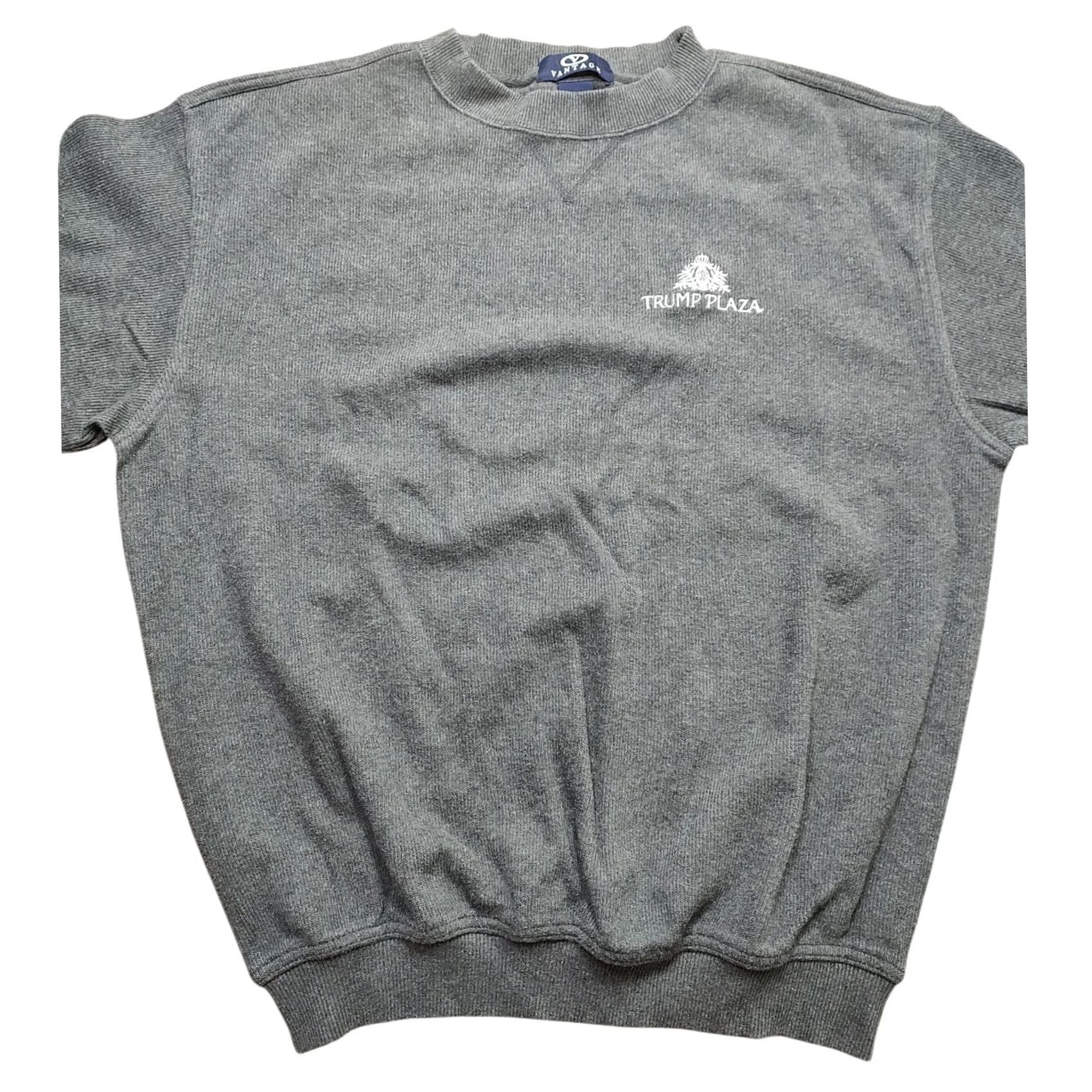 Vintage VINTAGE Trump Plaza Gray Ribbed Crewneck Sweatshirt Cotton L USA 90s Mens Size US L / EU 52-54 / 3 - 2 Thumbnail