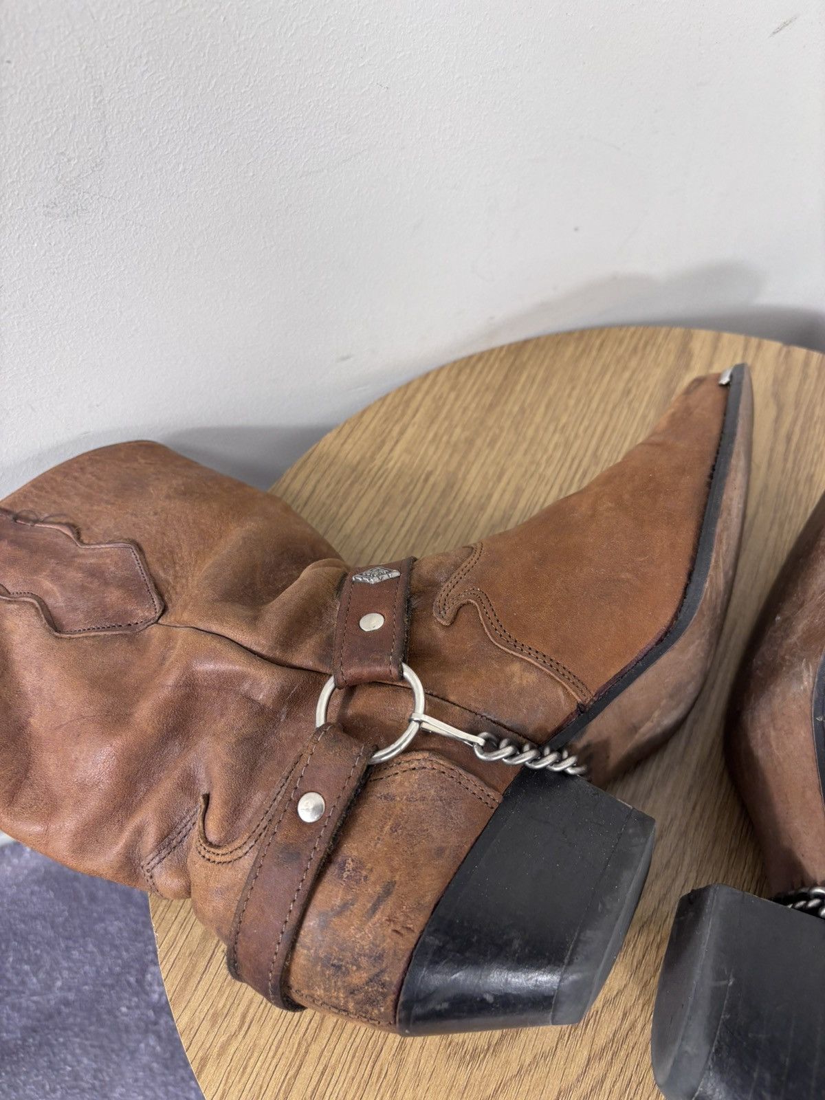 Cowboy Equipment Code West Vintage Women’s Brown Leather Western Cowboy Boots Size US 8.5 / IT 38.5 - 15 Thumbnail