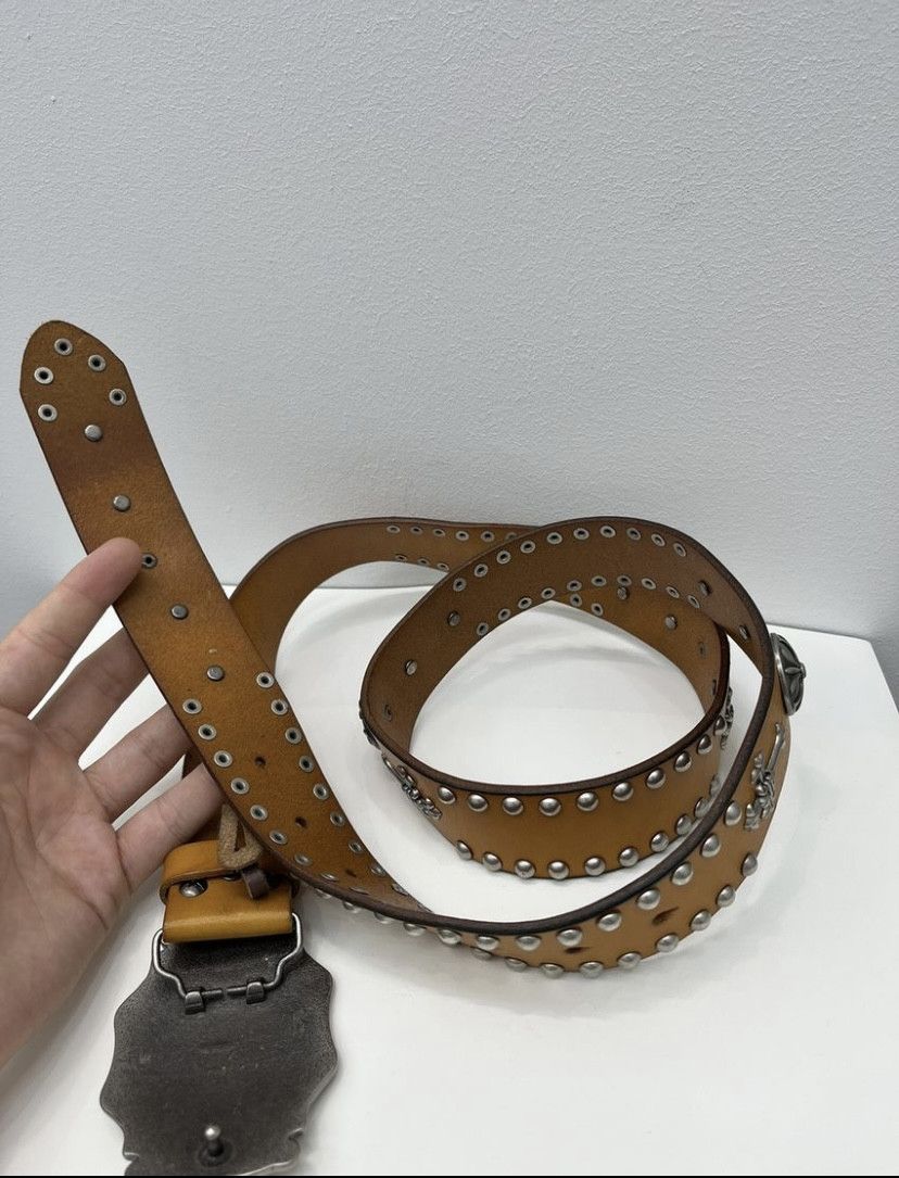 Japanese Brand Chrome Hearts Style Leather Belt Size 38 - 4 Thumbnail