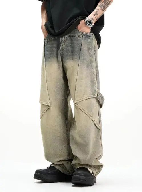 Handmade × Japanese Brand × Jean Pants Men's distressed washed straight-leg American jeans Size US 34 / EU 50 - 2 Thumbnail