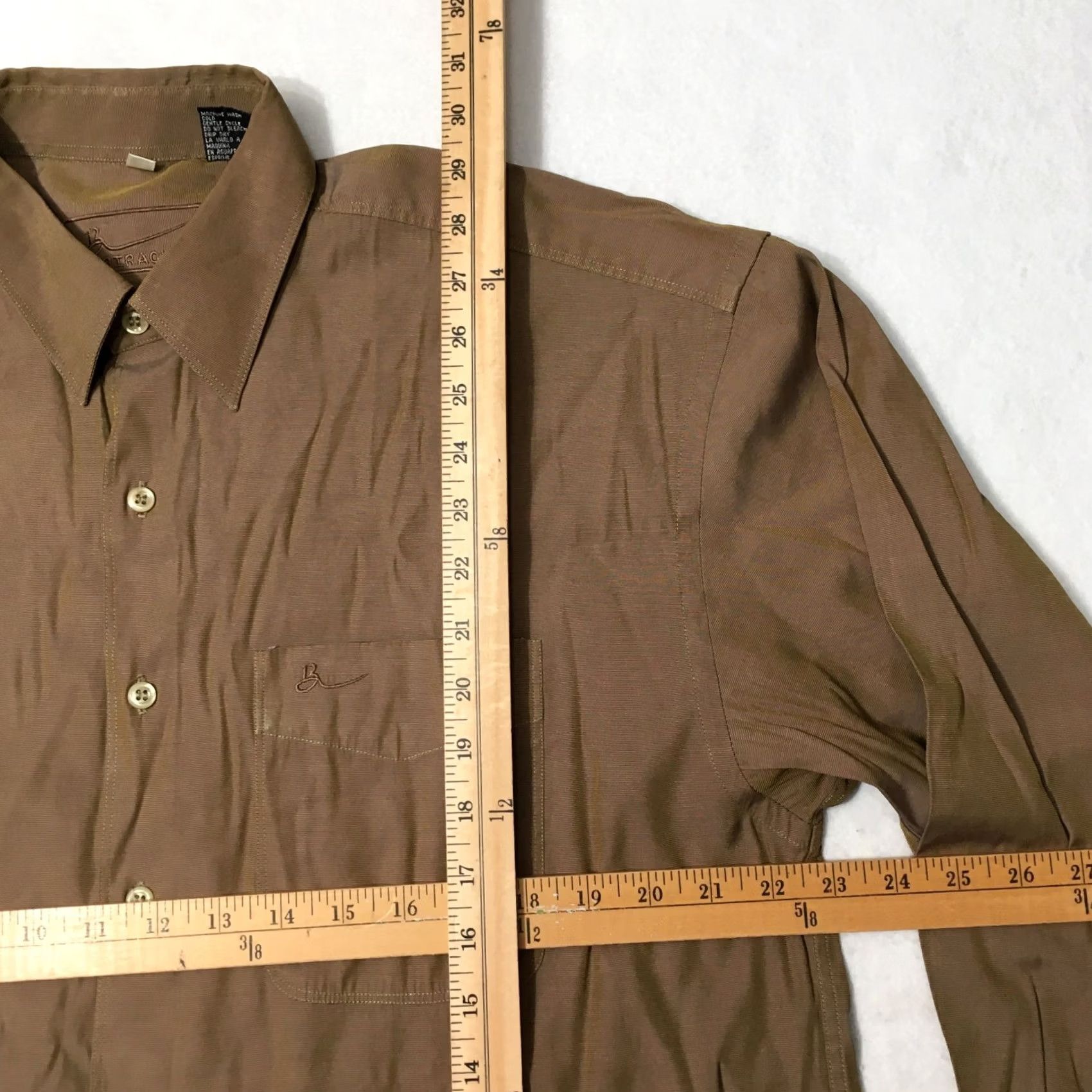 Vintage BIRACHI Shirt Men’s XL Brown Iridescent Shimmer Long Sleeve Button-Up Distressed Urban Classic 90s Womens Mens Girls Size US XL / EU 56 / 4 - 6 Thumbnail
