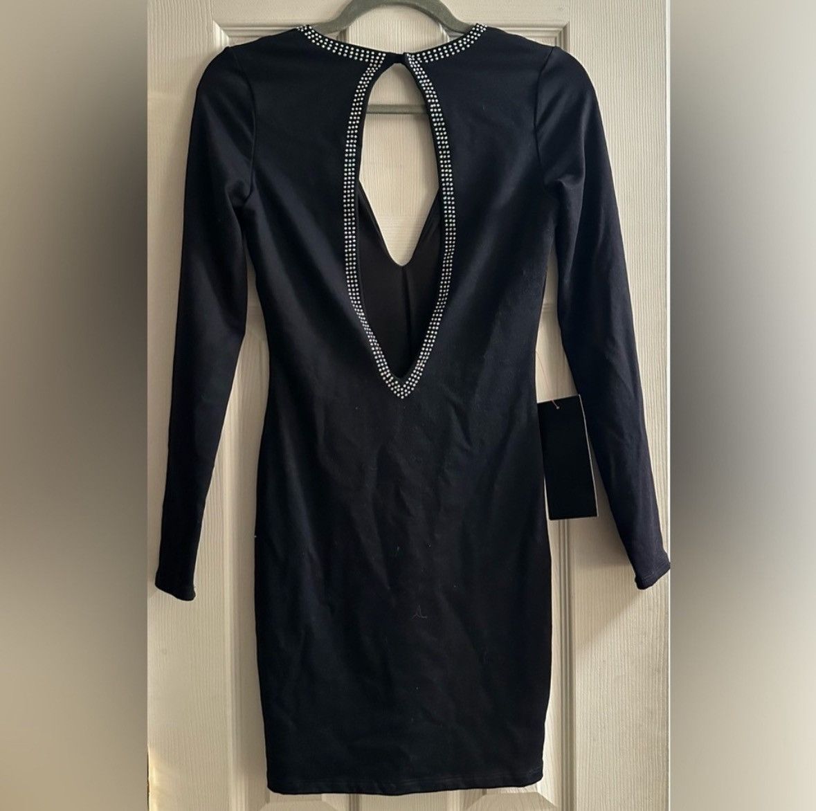 Bebe Bebe Elegant Black Dress with Rhinestone Detail Size S / US 4 / IT 40 - 4 Thumbnail