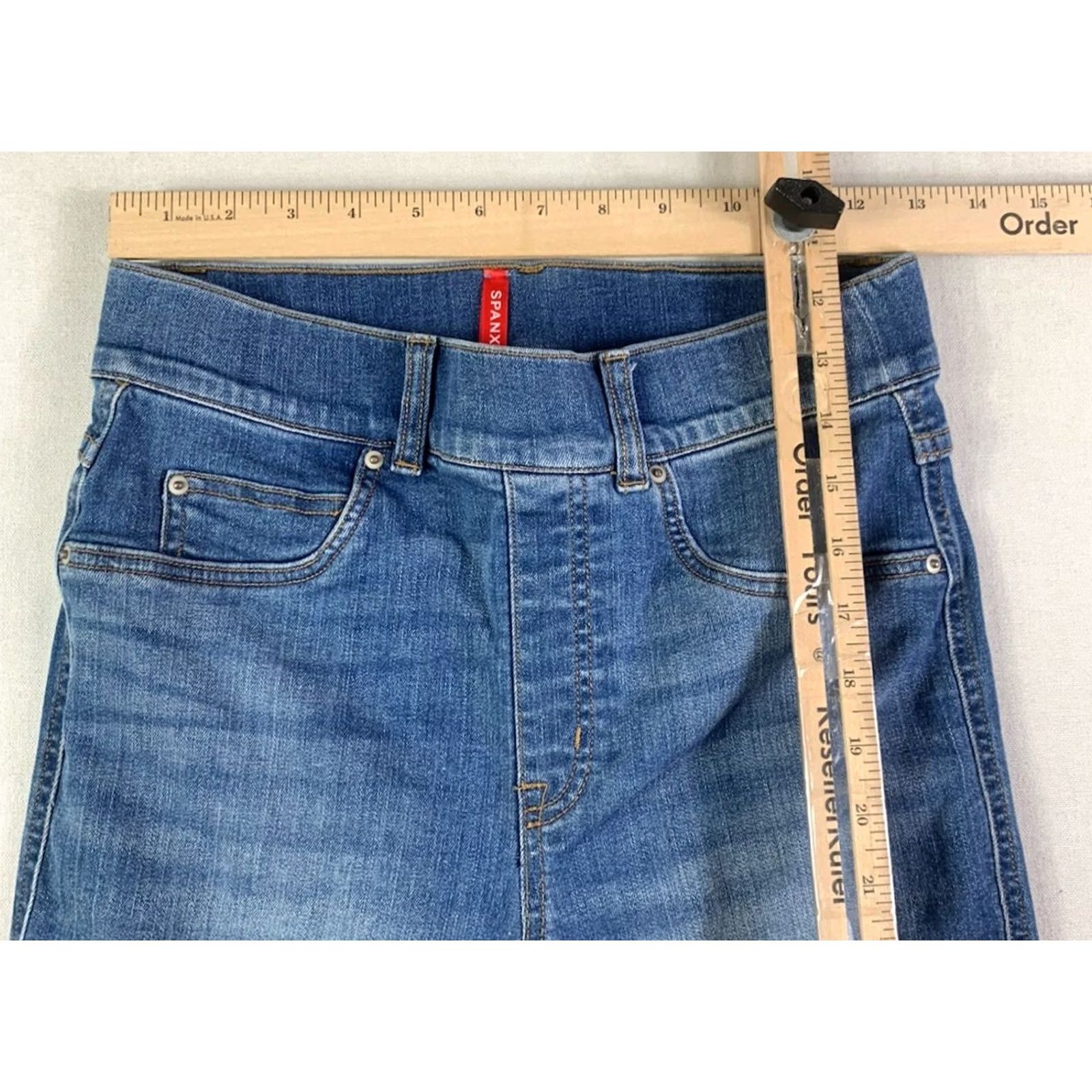 Spanx VINTAGE SPANX Jeans Womens Small Straight Leg pull-on Indigo Size 28" / US 6 / IT 42 - 6 Thumbnail