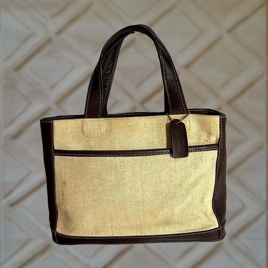 Coach VINTAGE Coach Bag Top Handle Bag Women 1998 Usa Canvas Leather Brown D9X6121 Size ONE SIZE - 1 Thumbnail