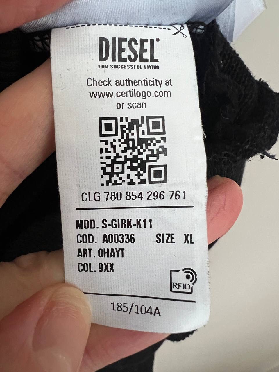 Diesel Diesel black men's sweatshirt with big logo size XL Size US L / EU 52-54 / 3 - 6 Thumbnail