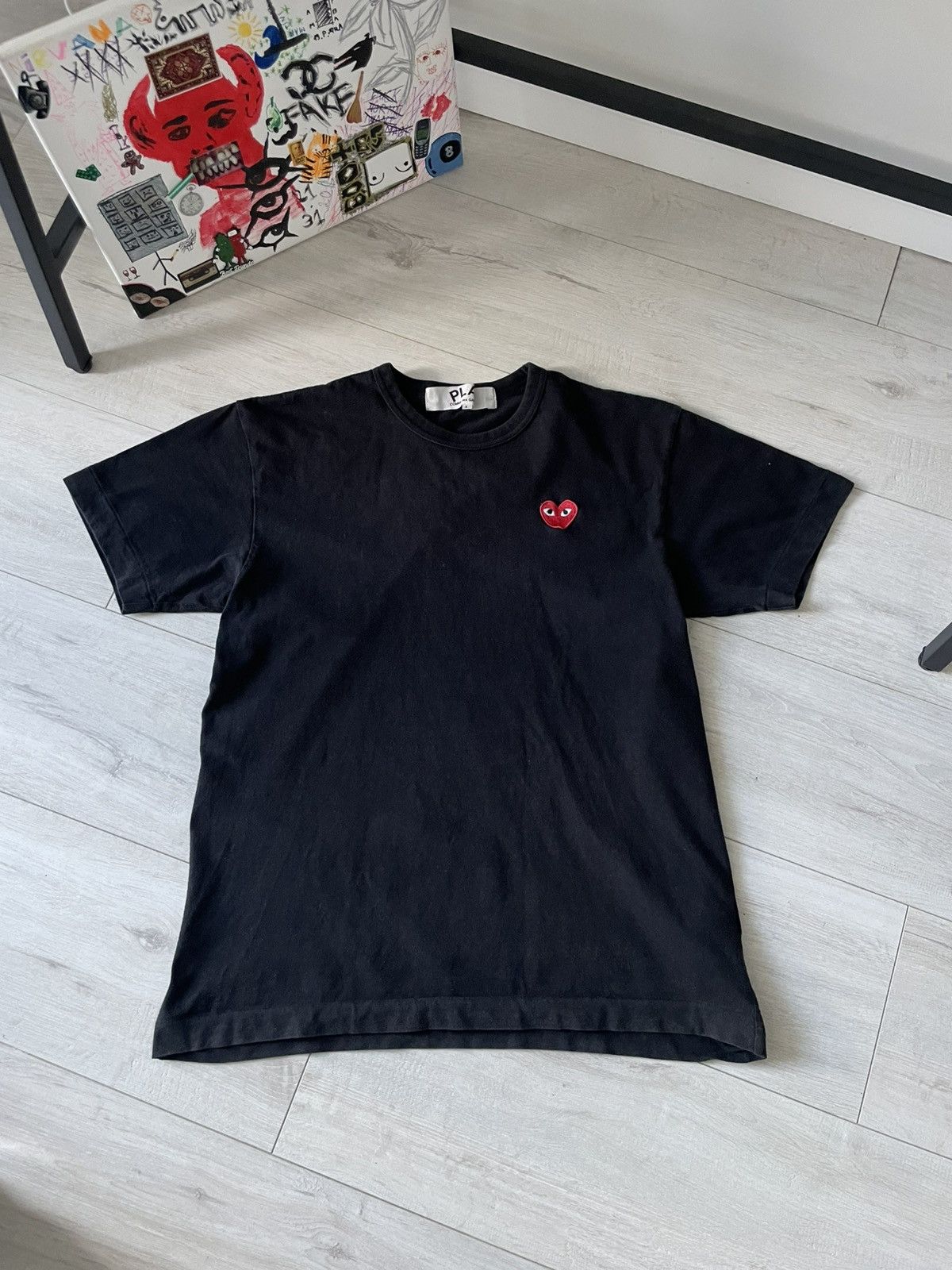 Comme des Garcons PLAY Comme des Garçons PLAY Black T-Shirt Heart Logo RARE Size US L / EU 52-54 / 3 - 1 Thumbnail