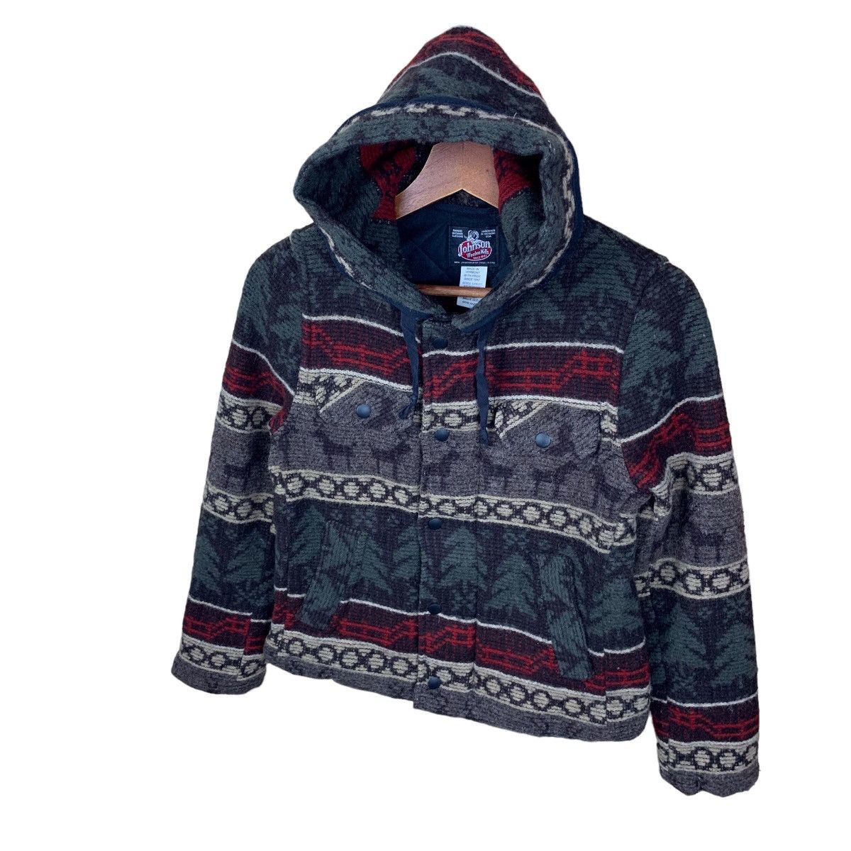 Johnson Woolen Mills × Native Vintage Johnson Woolen Mills Native Hoodie Jacket Size ONE SIZE - 3 Thumbnail
