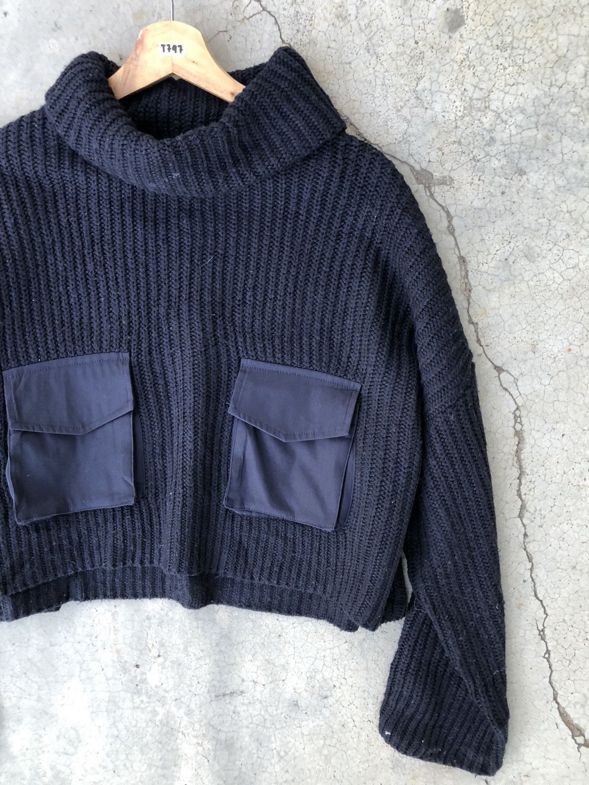 Homespun Knitwear × Japanese Brand Zara Turtle Neck Crop Top Baggie Knitted Sweater Size US XXL / EU 58 / 5 - 2 Thumbnail
