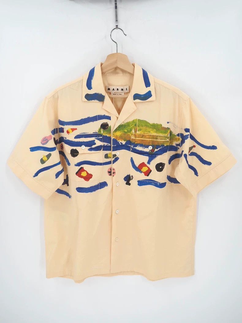 Marni MarniBeige butter painting short-sleeved shirt 2503-Nextarr Size US S / EU 44-46 / 1 - 1 Thumbnail