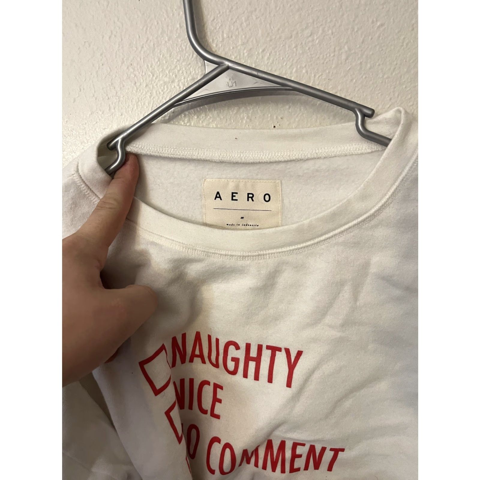 Vintage Aero Sweatshirt Pullover Womens Crop M White Logo Hooded Long Sleeve Casual Knit Cotton Blend Polyester Blend Size M / US 6-8 / IT 42-44 - 2 Thumbnail