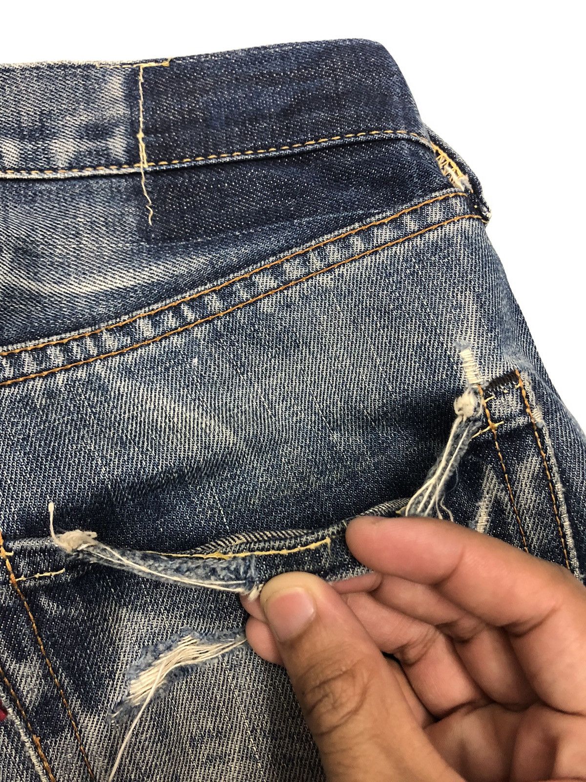 Kapital 🔥LEVIS 501 BIG E SELVEDGE DISTRESS DENIM JEANS Size US 29 - 19 Thumbnail