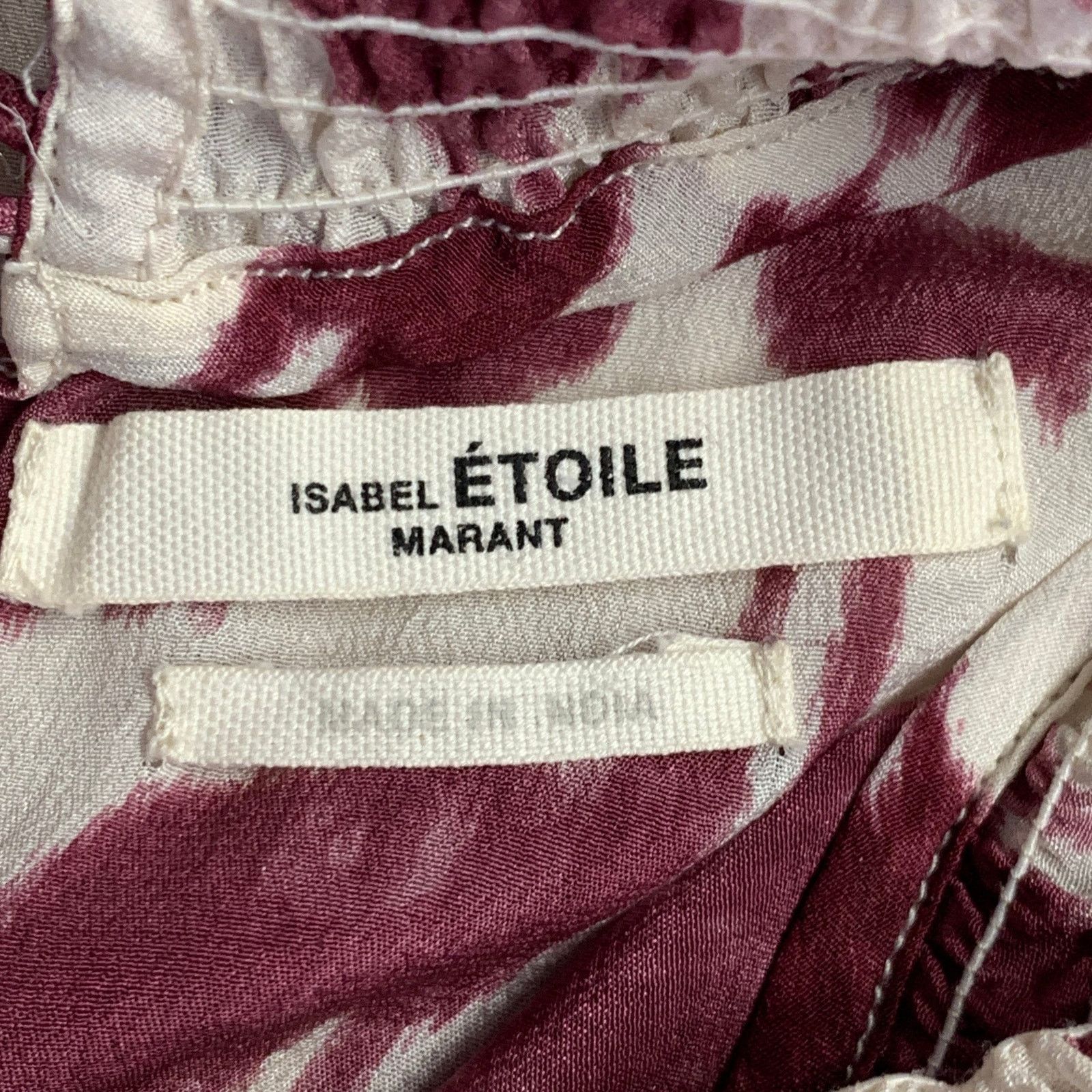 Isabel Marant Size M Yoshi White Raspberry Silk Animal Print Ruffle Blouse Size M / US 6-8 / IT 42-44 - 4 Thumbnail