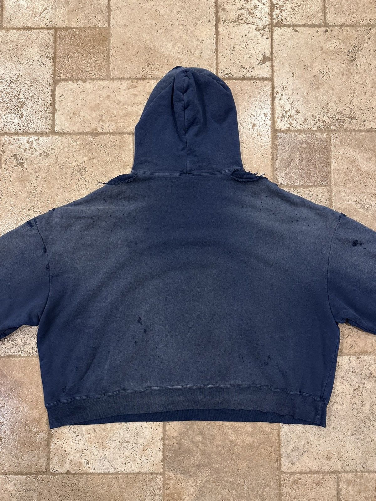 READYMADE Readymade Navy Washed Distressed Dirty Double Layered Hoodie Size US M / EU 48-50 / 2 - 13 Thumbnail