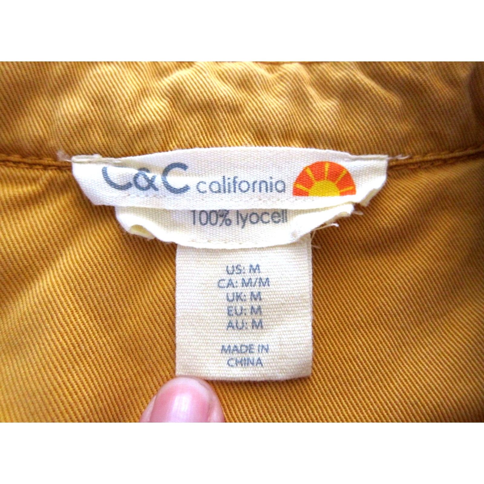 Vintage C&C California 100% Lyocell Mustard Yellow Collared Pocket Jacket Woman Medium Shirt Size S / US 4 / IT 40 - 4 Thumbnail
