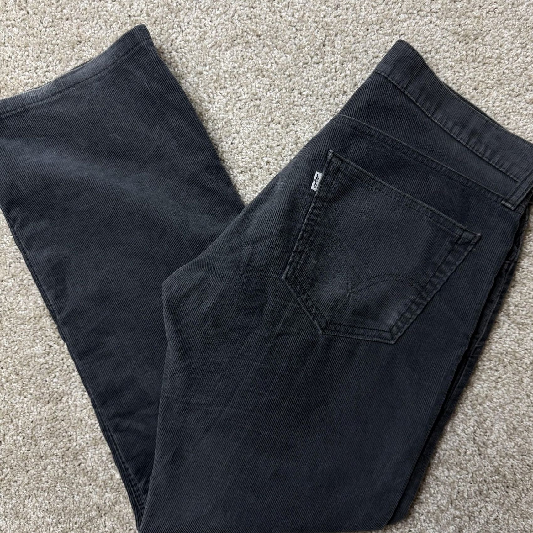 Levi's Levi's 514 Jeans Mens 33x30 Dark Wash Gray Corduroy Slim Straight Stretch Casual Jeans Size US 33 - 2 Thumbnail