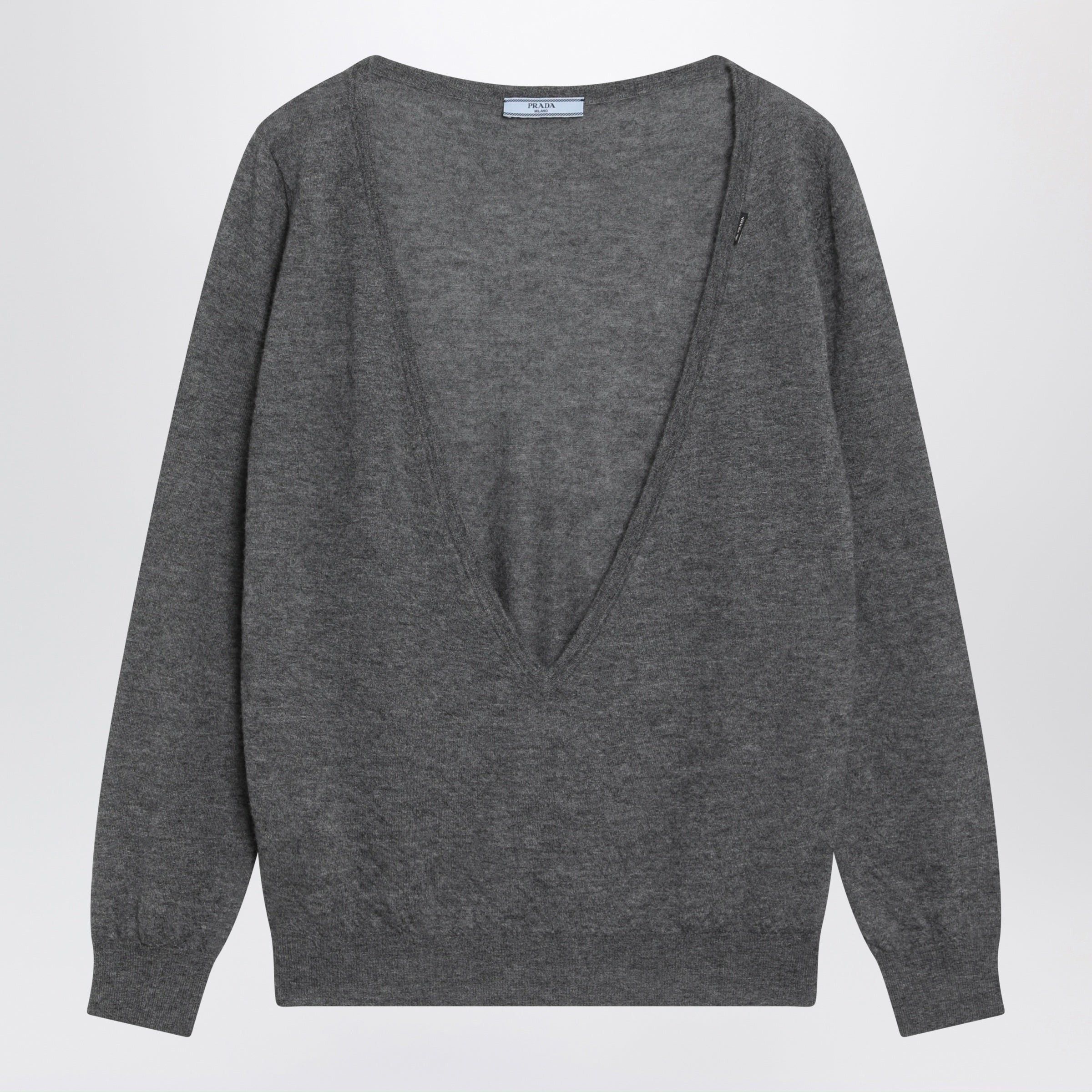 Prada Prada V-Neck Cashmere Sweater In Grey Size M / US 6-8 / IT 42-44 - 1 Thumbnail