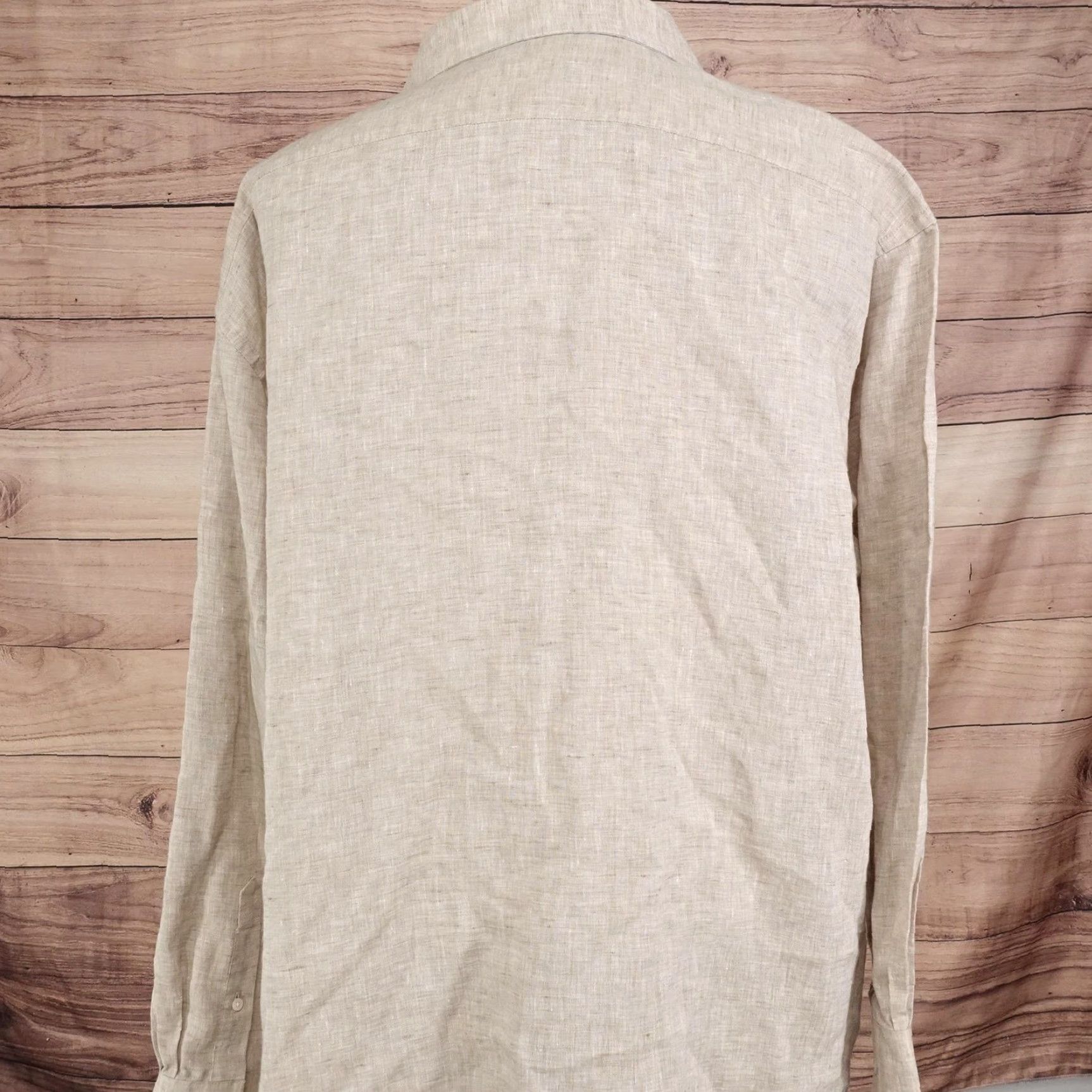 Joseph Abboud Joseph Abboud Shirt Mens 2XL Beige Solid Long Sleeve Linen Button Up Casual Size US XXL / EU 58 / 5 - 4 Thumbnail