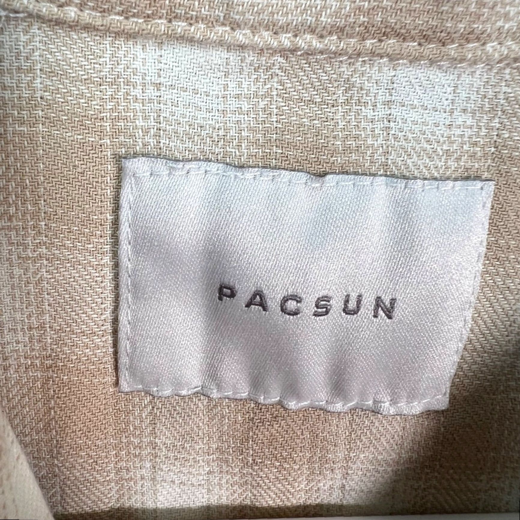 Pacsun PacSun Beige & White Plaid Cotton Button-Up Shirt Mens XL Size Size US XL / EU 56 / 4 - 3 Thumbnail