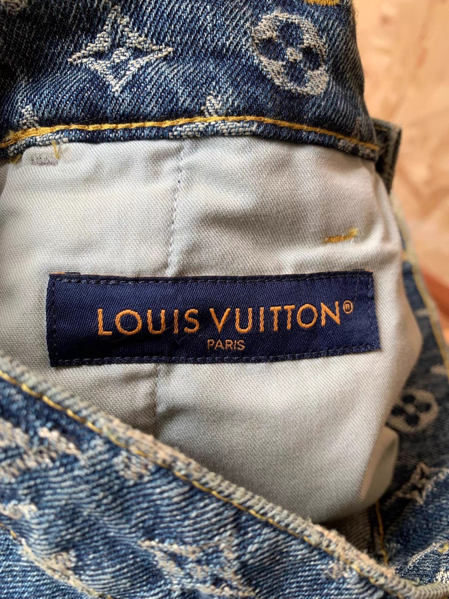 Louis Vuitton LV Monogram Full Print Leather Trim Jeans 28 Size 28" / US 6 / IT 42 - 2 Thumbnail