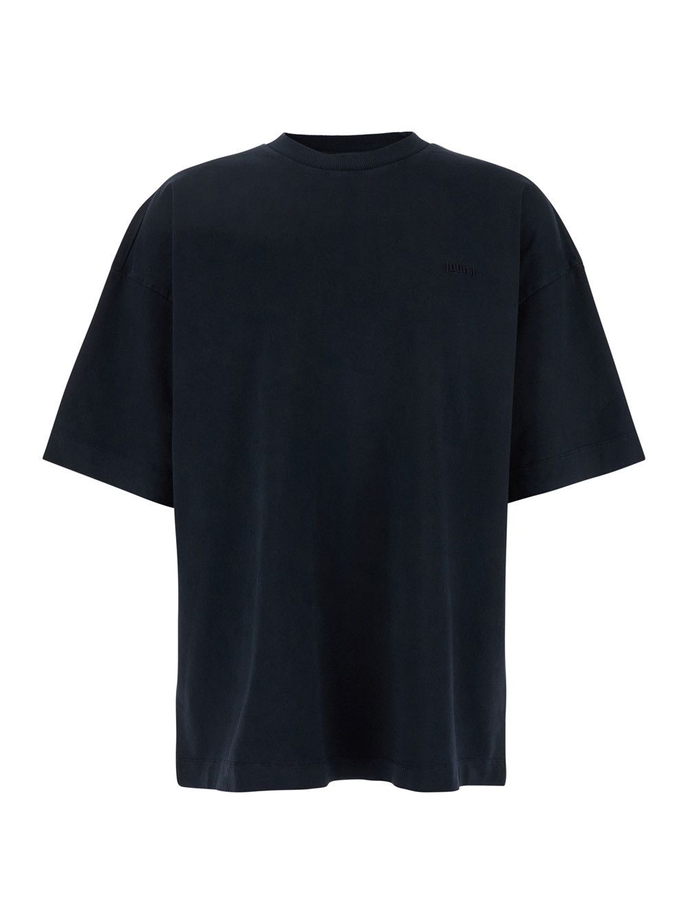 Juun.J Blue T-Shirt with Logo Embroidered on the Front and Print on the Back in Cotton Man Size US S / EU 44-46 / 1 - 1 Thumbnail