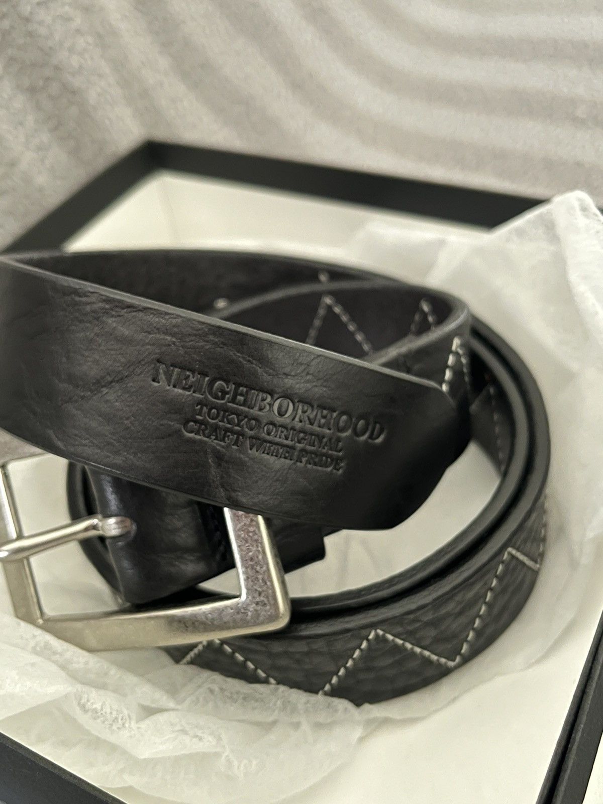 Neighborhood Neighborhood Leather Belt Size 32 - 4 Thumbnail
