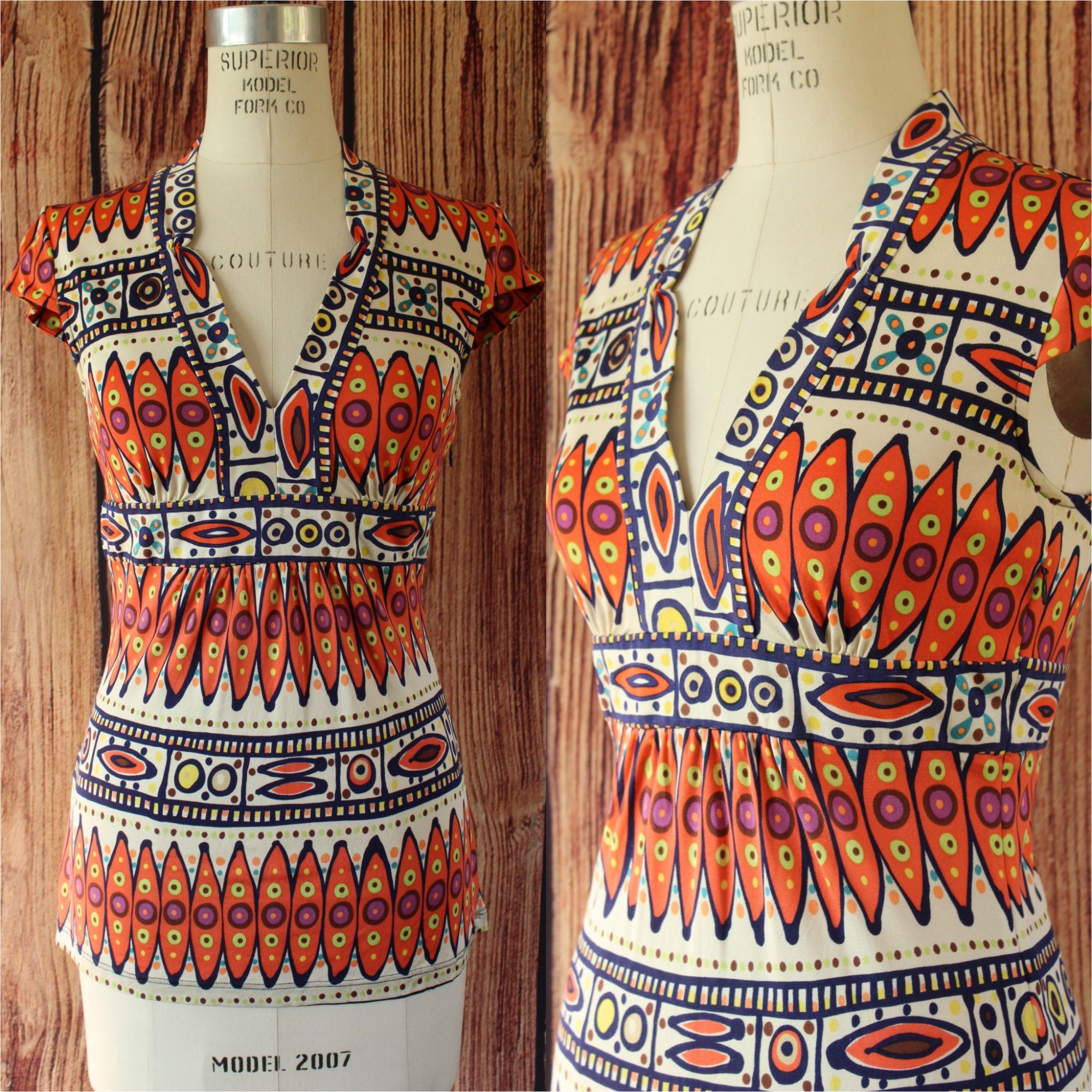 Trina Turk Trina Turk Womens Blouse, Silk, Size 0, Tribal Pattern in O Size XS / US 0-2 / IT 36-38 - 1 Thumbnail