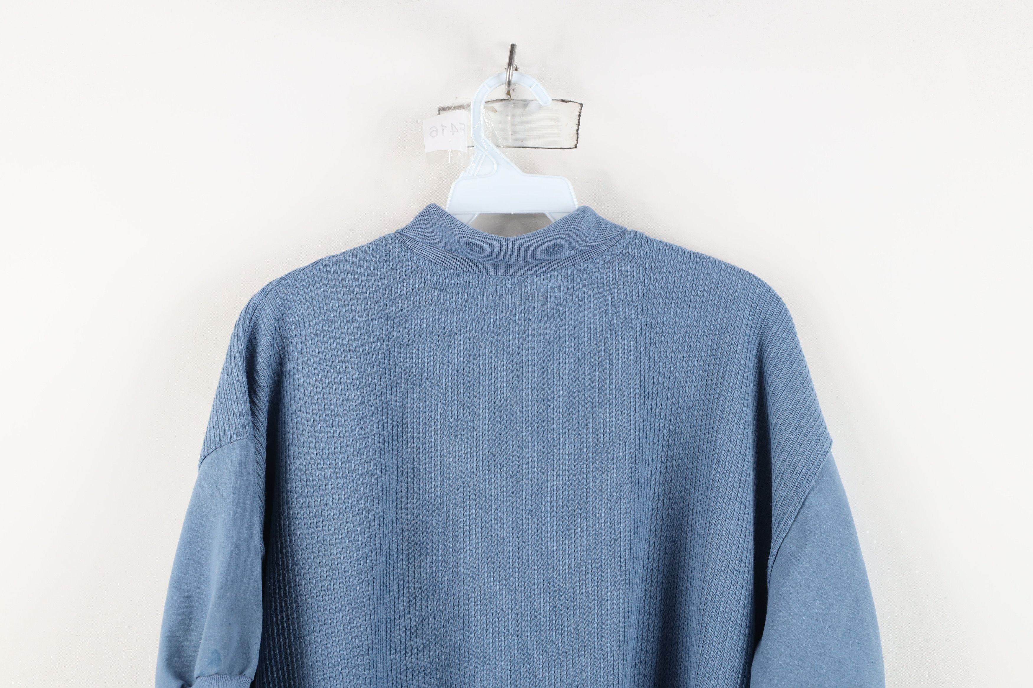 Vintage Vintage 90s Streetwear Ribbed Knit Pullover Polo Shirt Blue Size US XL / EU 56 / 4 - 12 Thumbnail