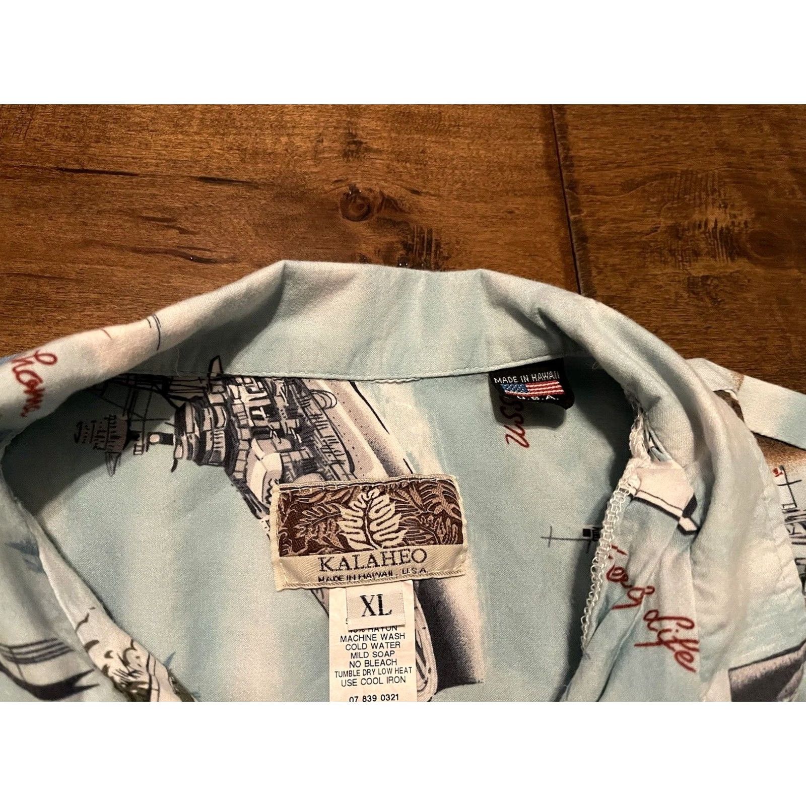 Vintage VINTAGE Kalaheo Shirt Mens XL Hawaiian Pearl Harbor Navy Battleships Military Men Size US XL / EU 56 / 4 - 4 Thumbnail