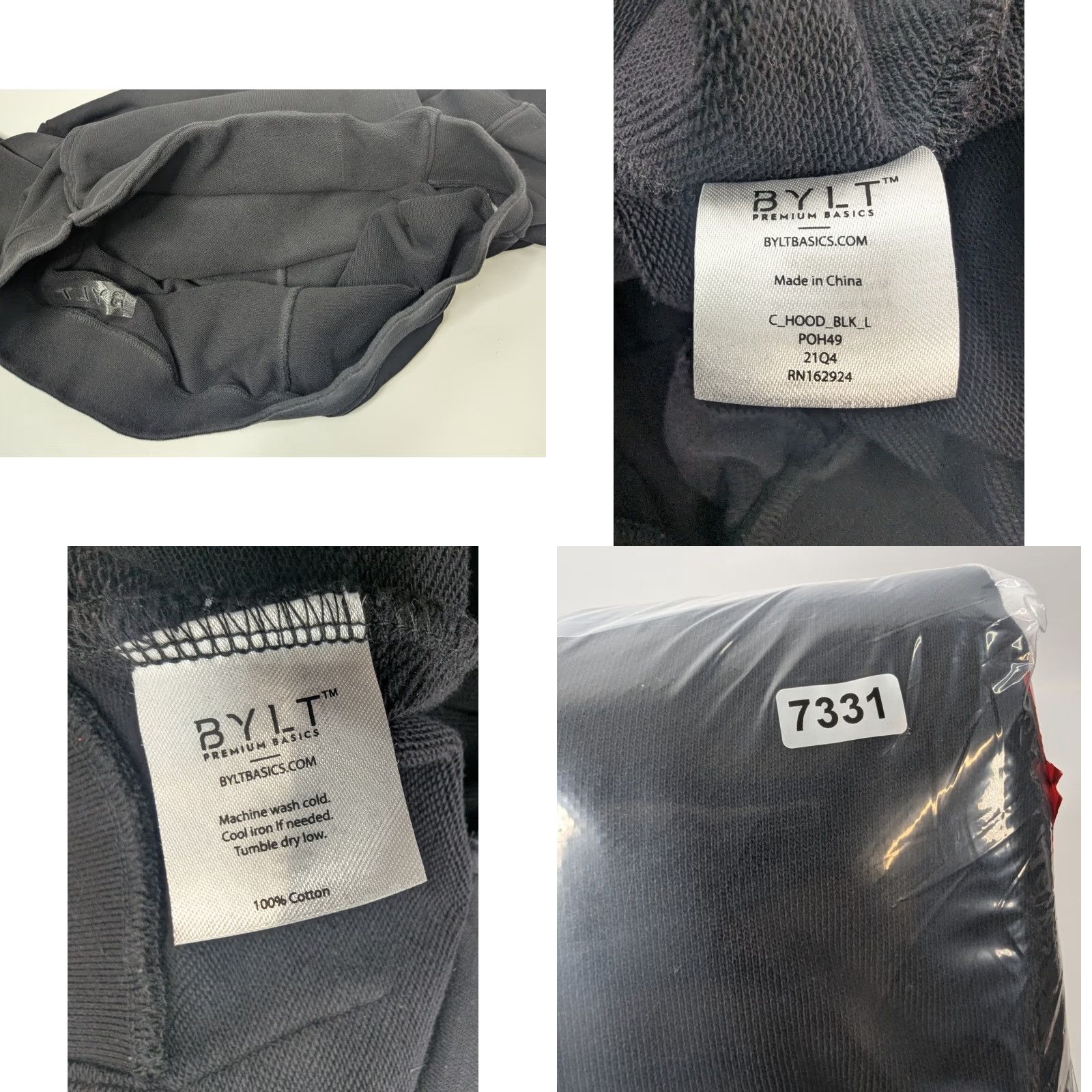 Vintage BYLT Hoodie Mens Large Black Pullover Hooded Sweatshirt with Pockets, Athletic Fit, Cotton French Terry, Drawstring, Kangaroo Pocket, 90s Sports Theme Size US L / EU 52-54 / 3 - 9 Thumbnail