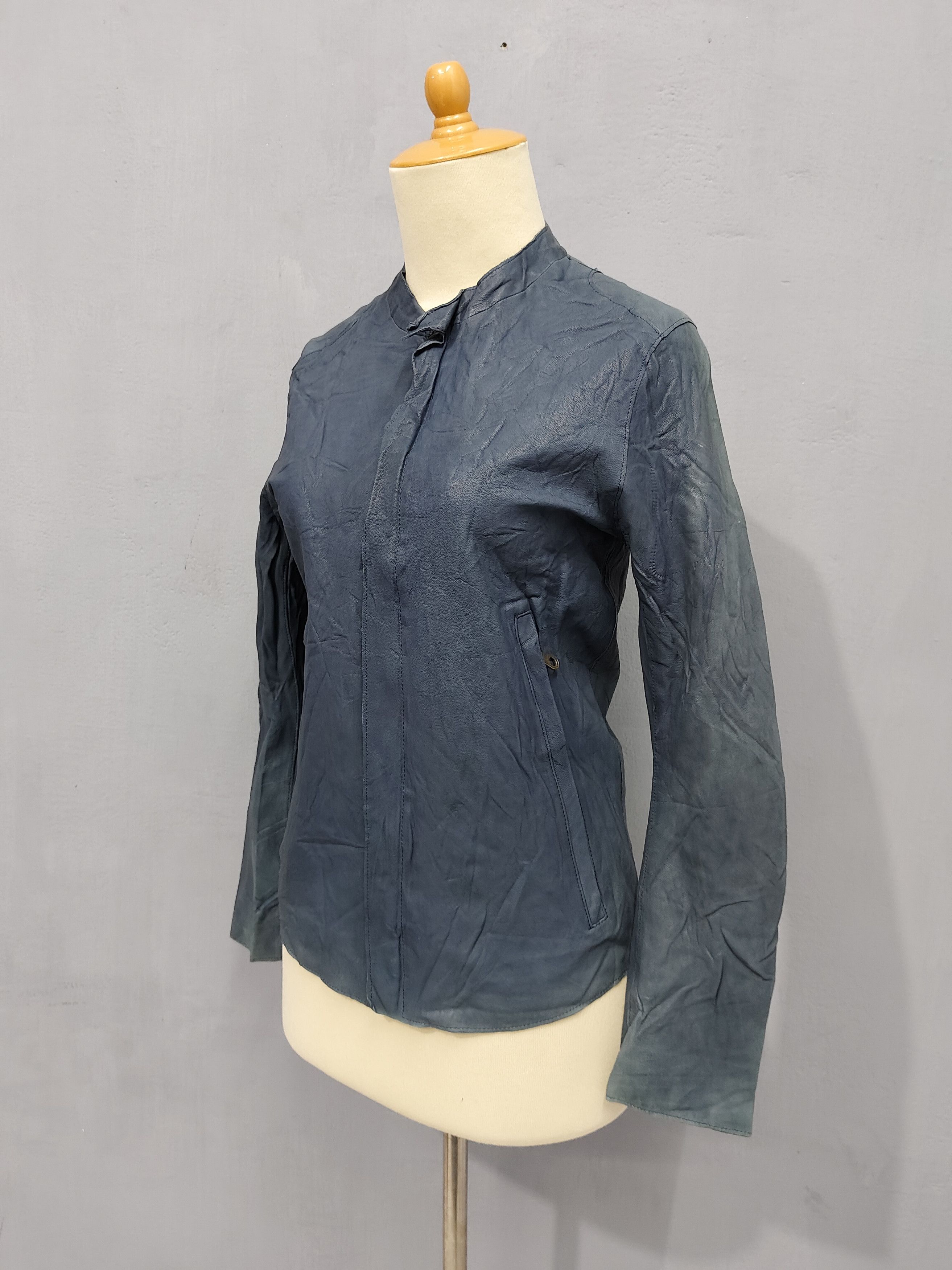 Japanese Brand 00s DouDou🇯🇵 Y2K Minimalist Goatskin Leather Moto Jacket Size M / US 6-8 / IT 42-44 - 2 Thumbnail
