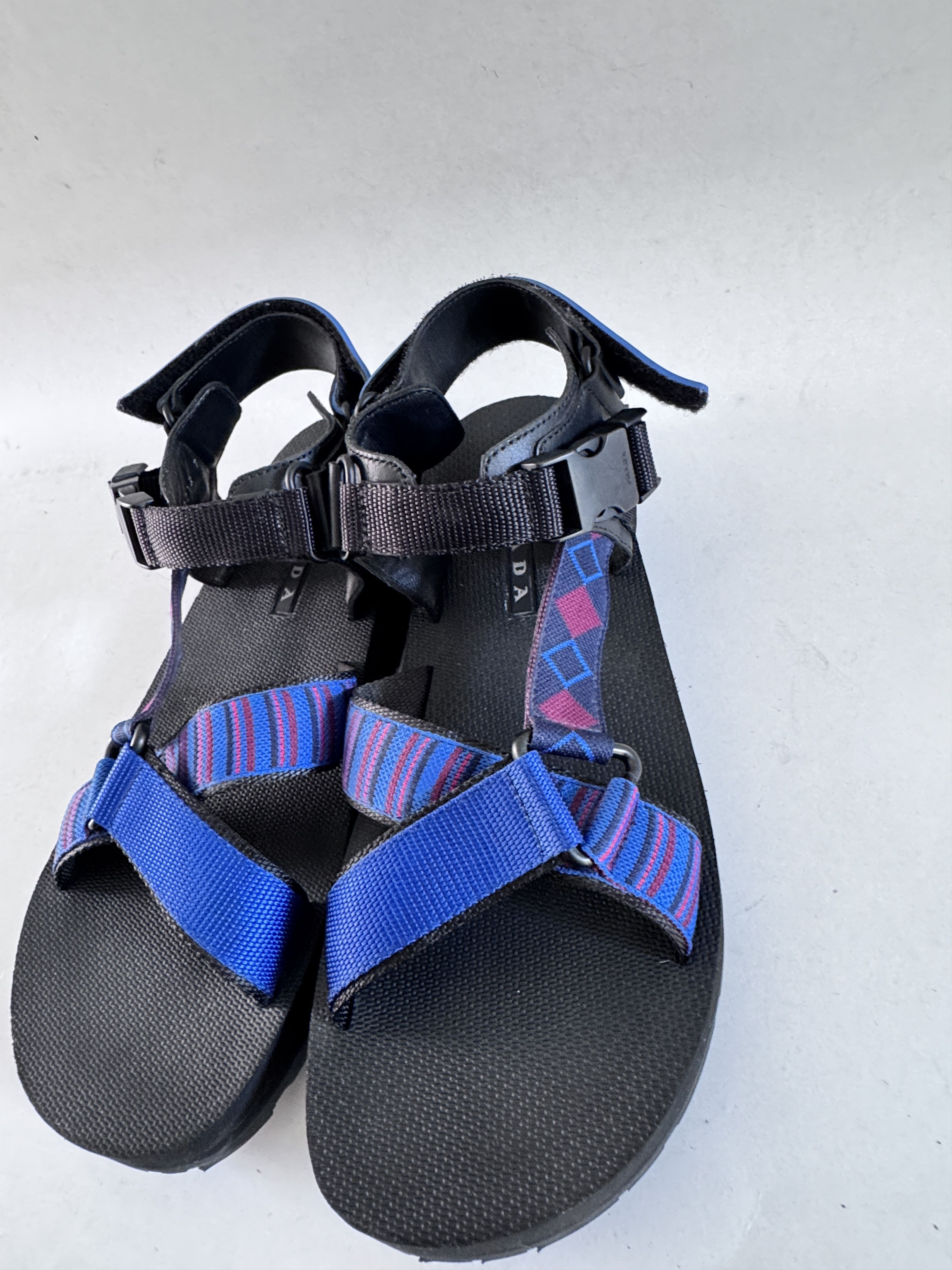 Prada PRADA Black Purple Blue Leather Synthetic Sandals 4X3212 Size US 8 / EU 41 - 8 Thumbnail
